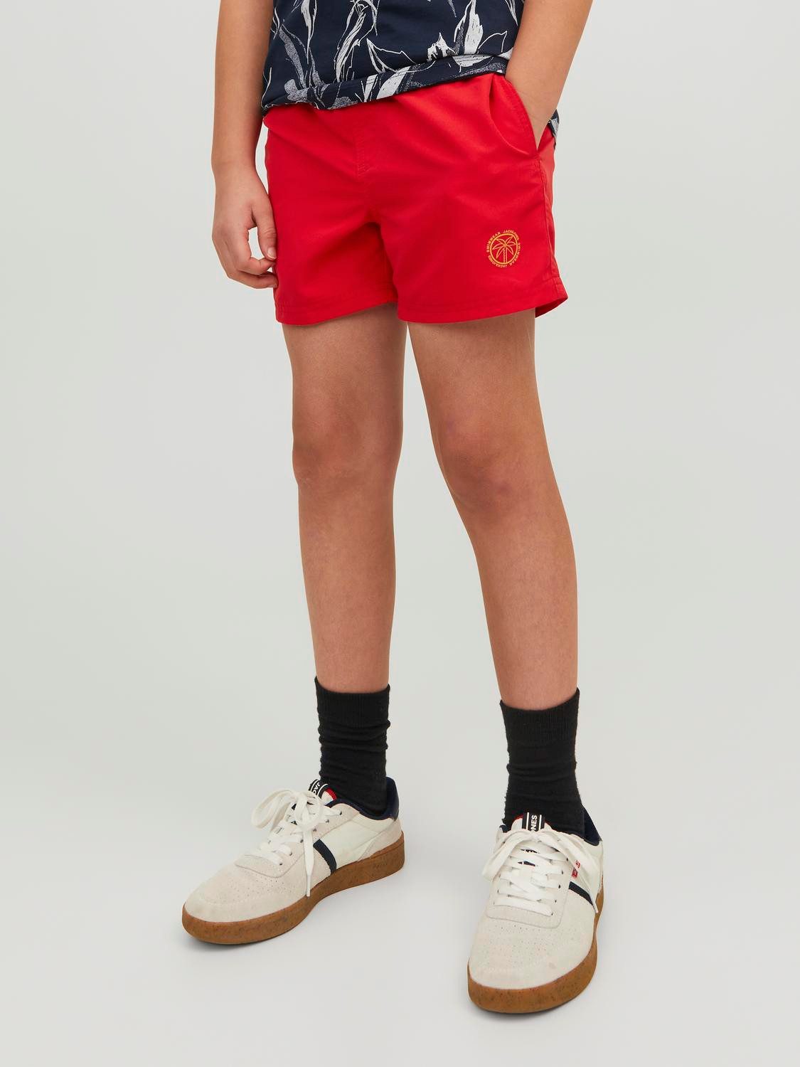 Jack & jones JUNIOR zwemshort JPSTFIJI rood Jongens Polyester Logo 128