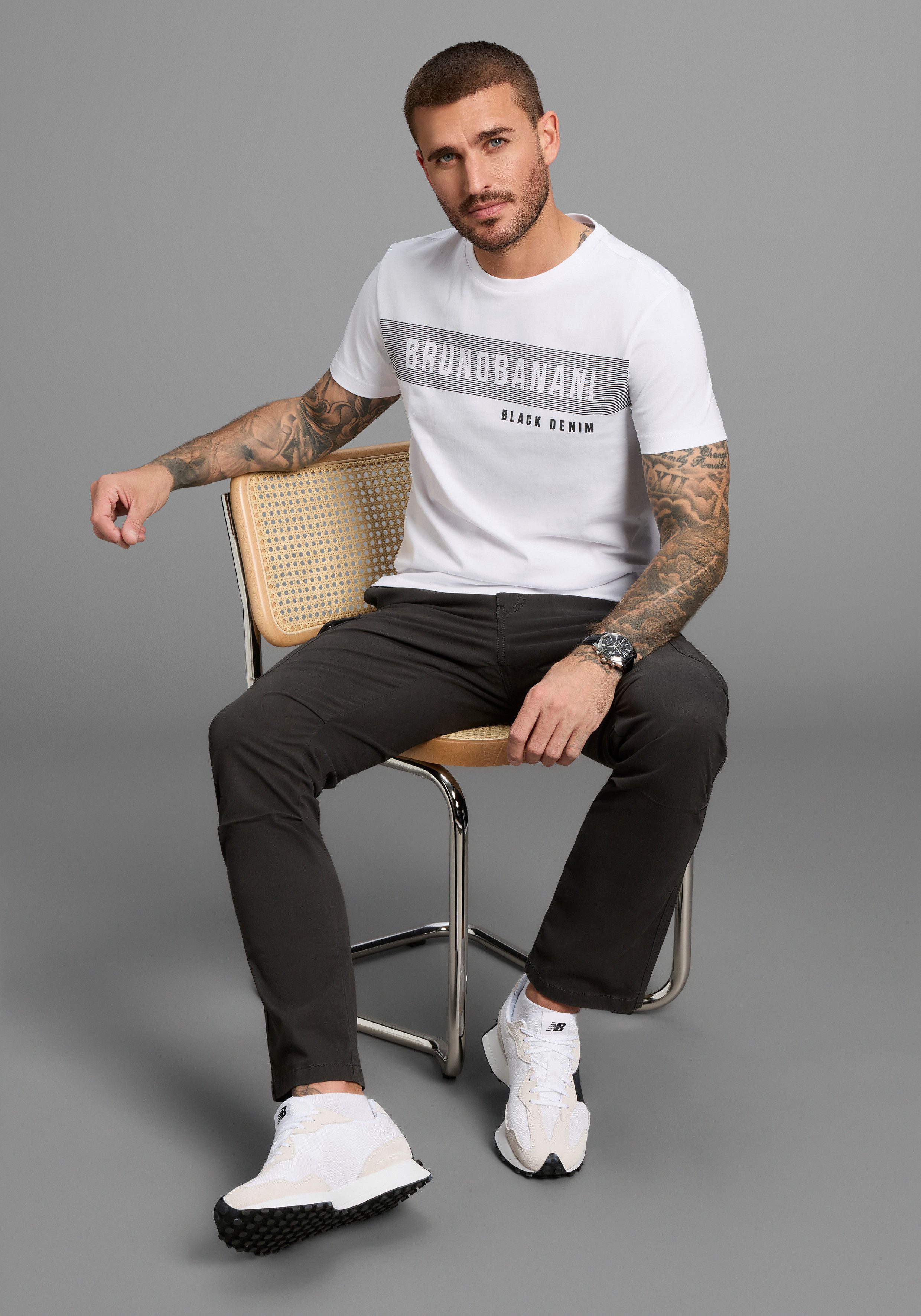 Bruno Banani T-shirt korte mouwen, smal gesneden, ronde hals