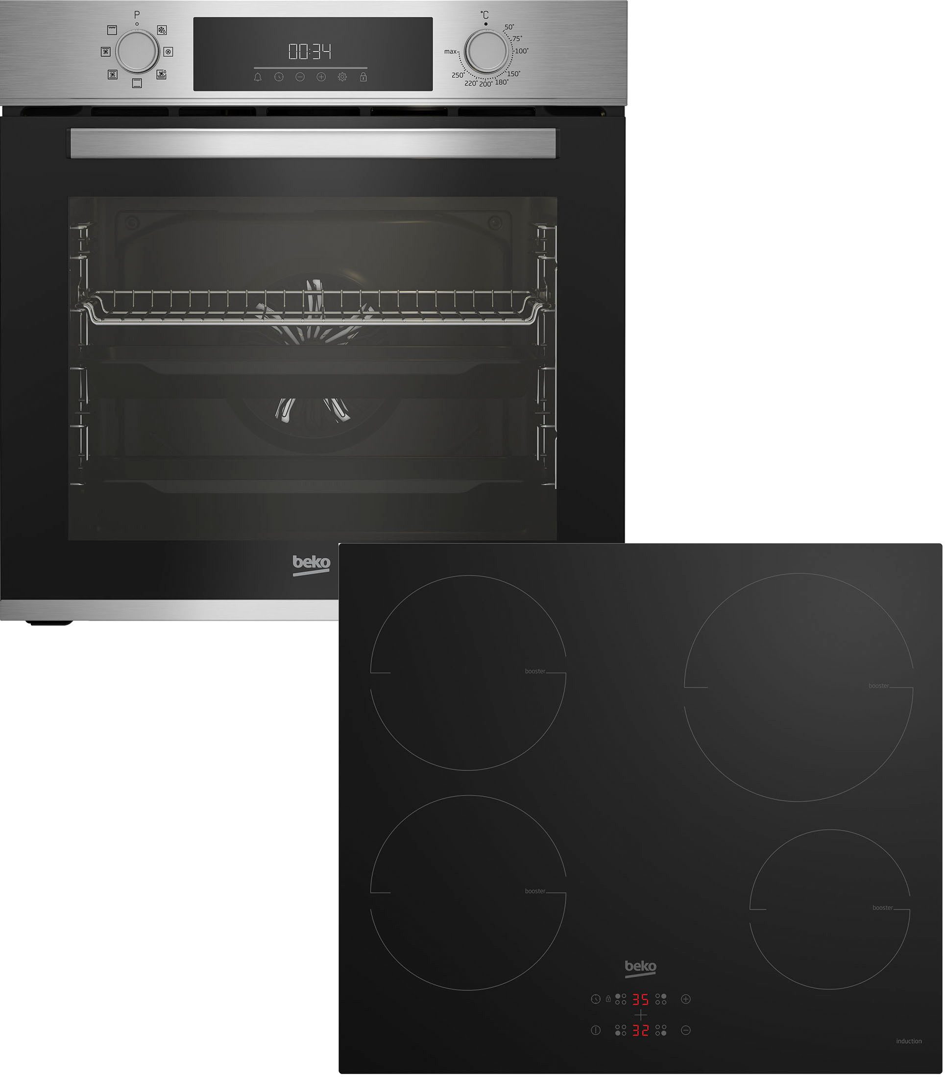 BEKO Inbouw ovenset BBSM12340X Inductiekookplaat