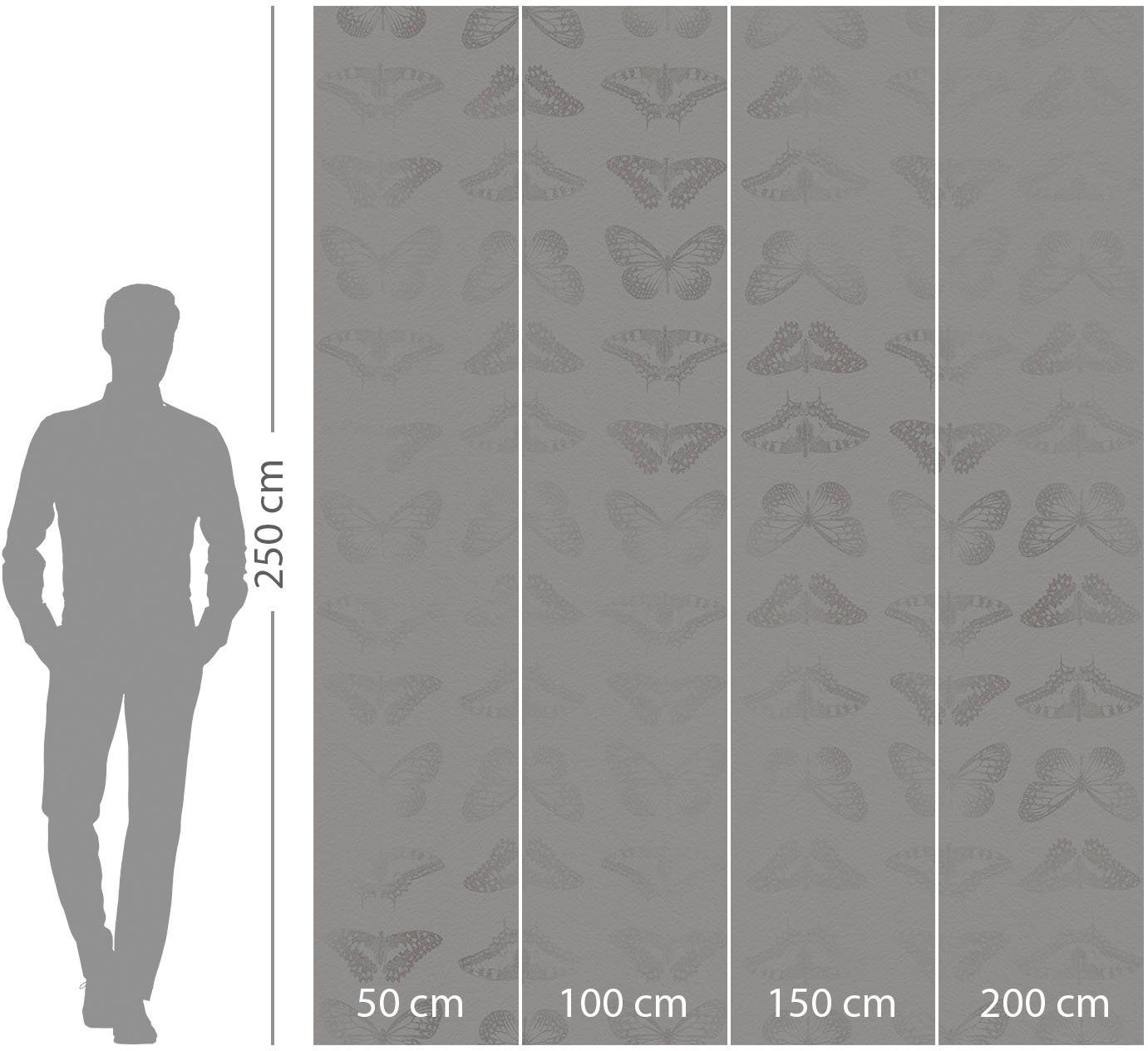 Komar Vliesbehang Digitale print vlies - Mur de Papillons - Afmeting 200 x 250 cm (1 stuk)