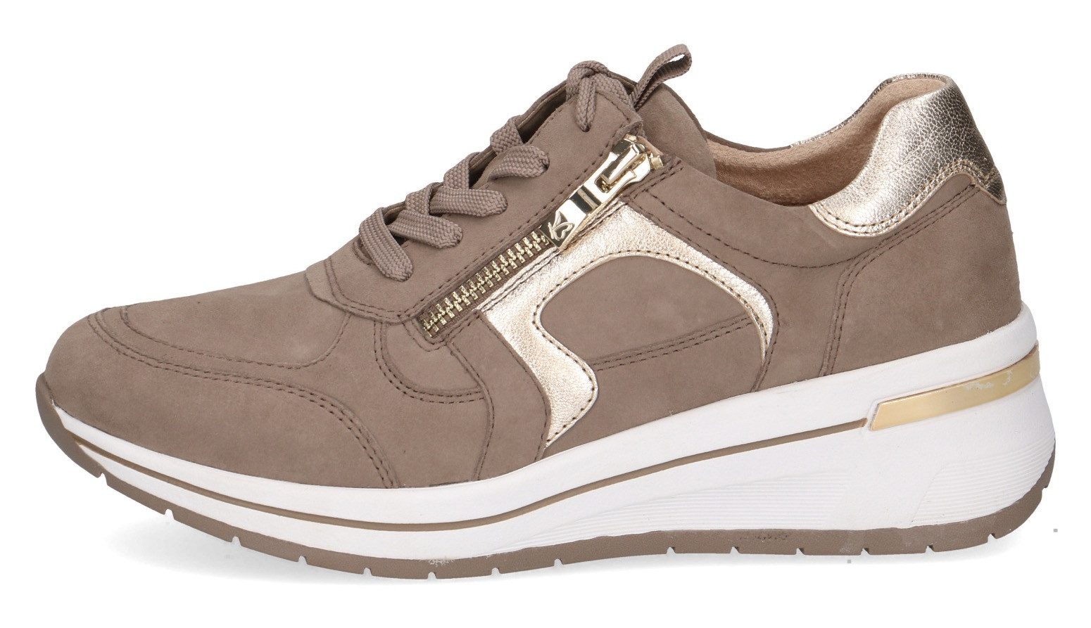 Caprice Sneakers met sleehak , vrijetijdsschoen, lage schoen, veterschoen met contrastafwerking, breedte h