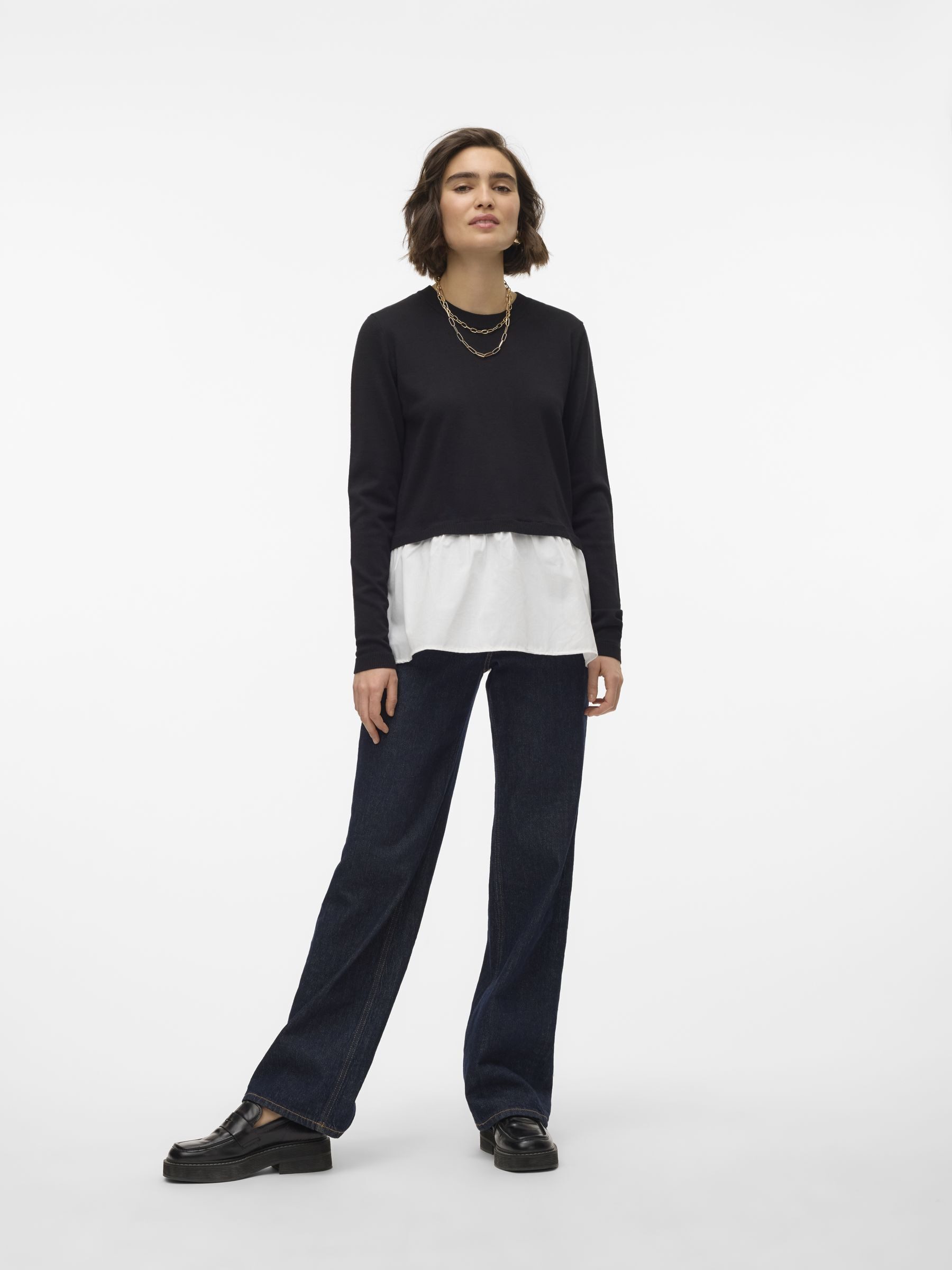 Vero Moda Trui met ronde hals VMJOSE LS O-NECK WVN MIX PULLOVER GA BOO