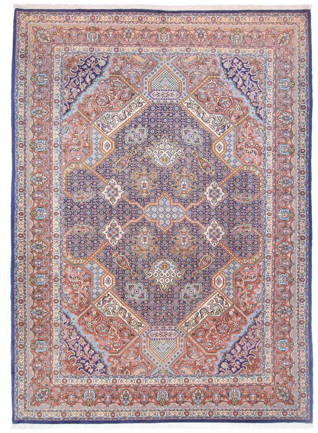 morgenland Wollen kleed Keshan medaillon blu 305 x 215 cm Uniek exemplaar met certificaat