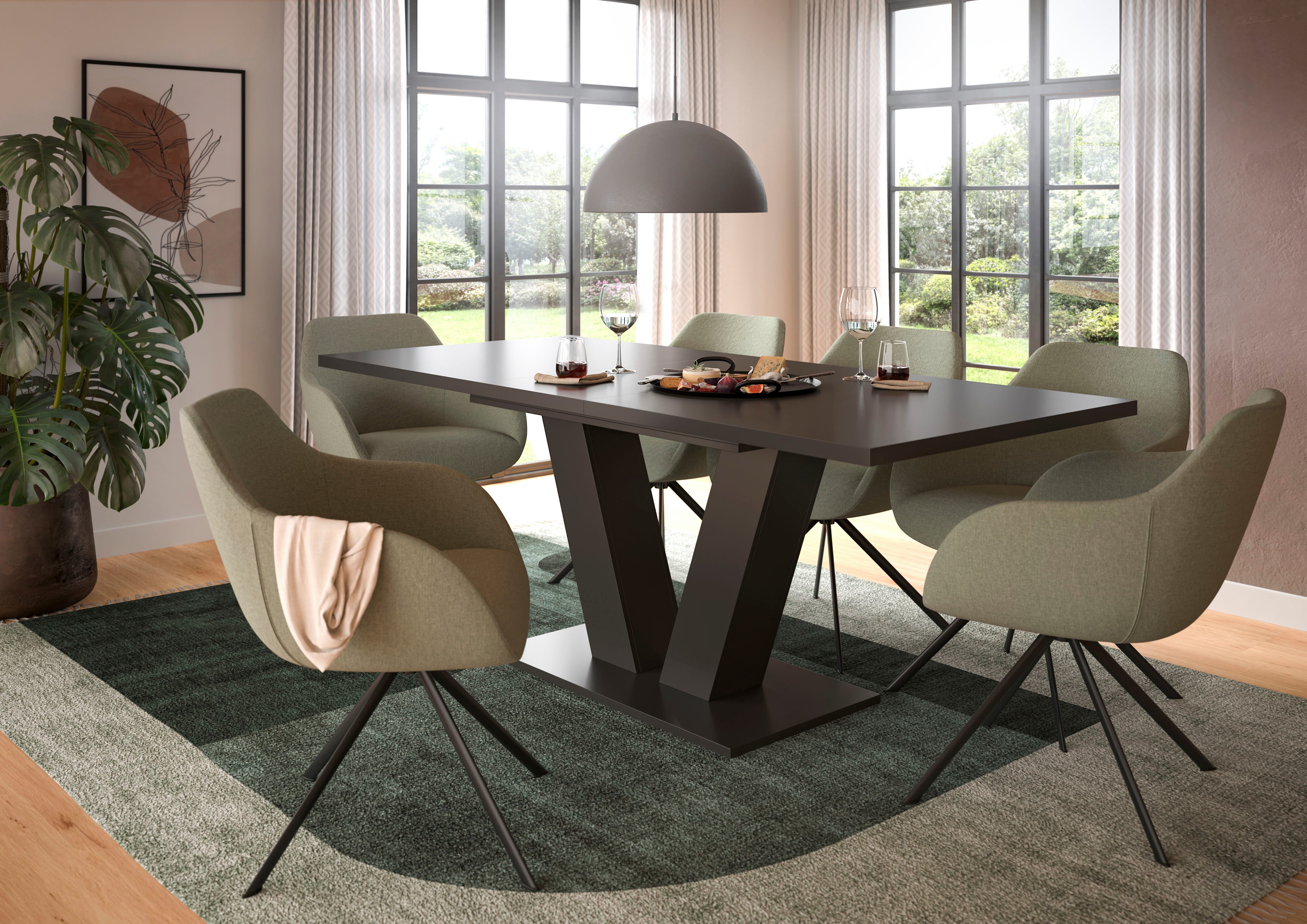 INOSIGN Eettafel Motus, uitschuifbaar 150 - 190 cm, inclusief 40 cm inlegplaat