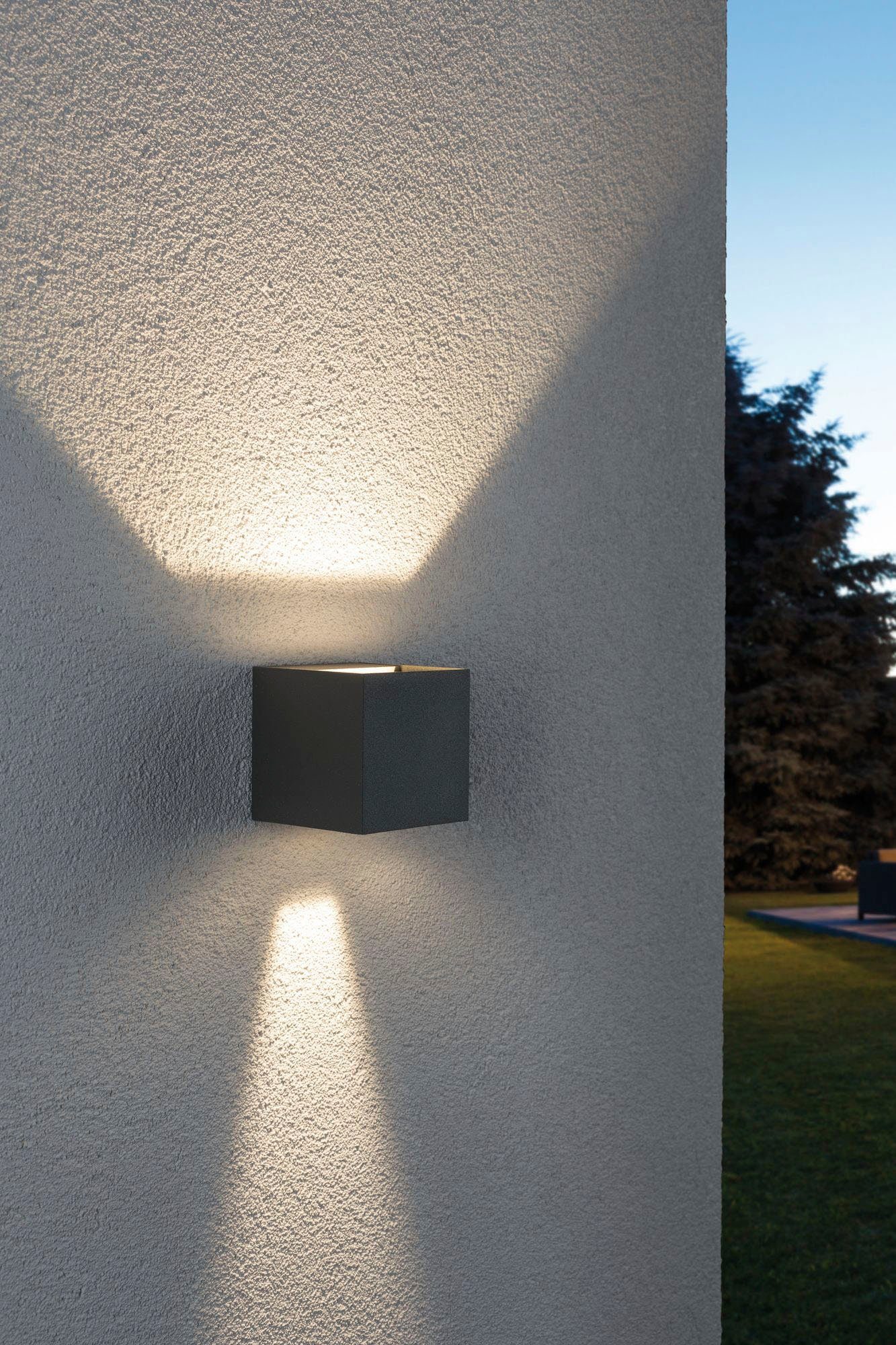 Paulmann Led-wandlamp voor buiten Buiten 230V Cybo LED 2x3,5W 230V IP65 vierkant 80x80mm Grijs Aluminium (1 stuk)