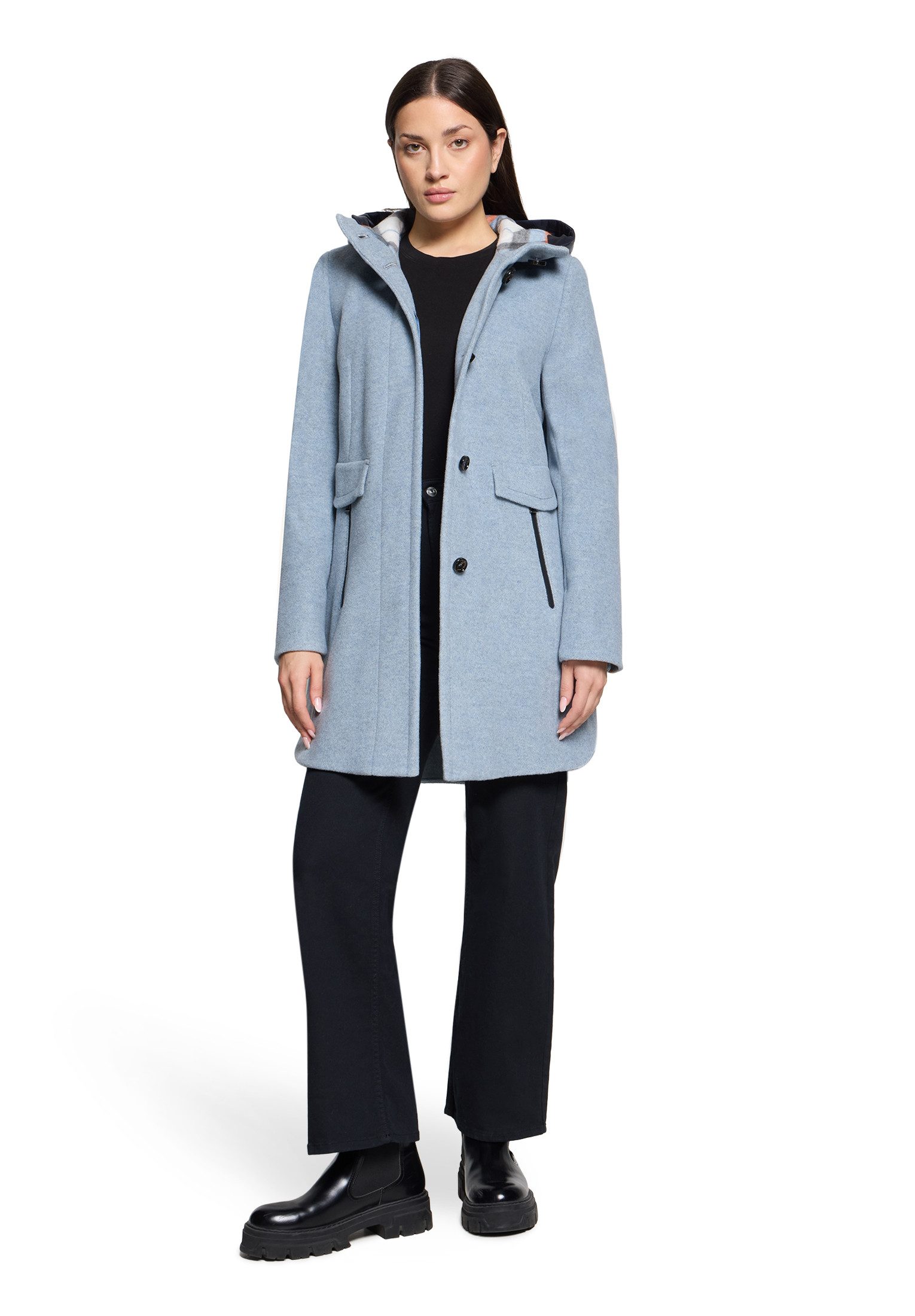 Gil Bret Wollen jas met capuchon en van een wolmix