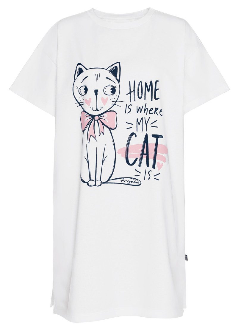 Trigema Pyjama TRIGEMA bigshirt met schattige kattenprint (1-delig)