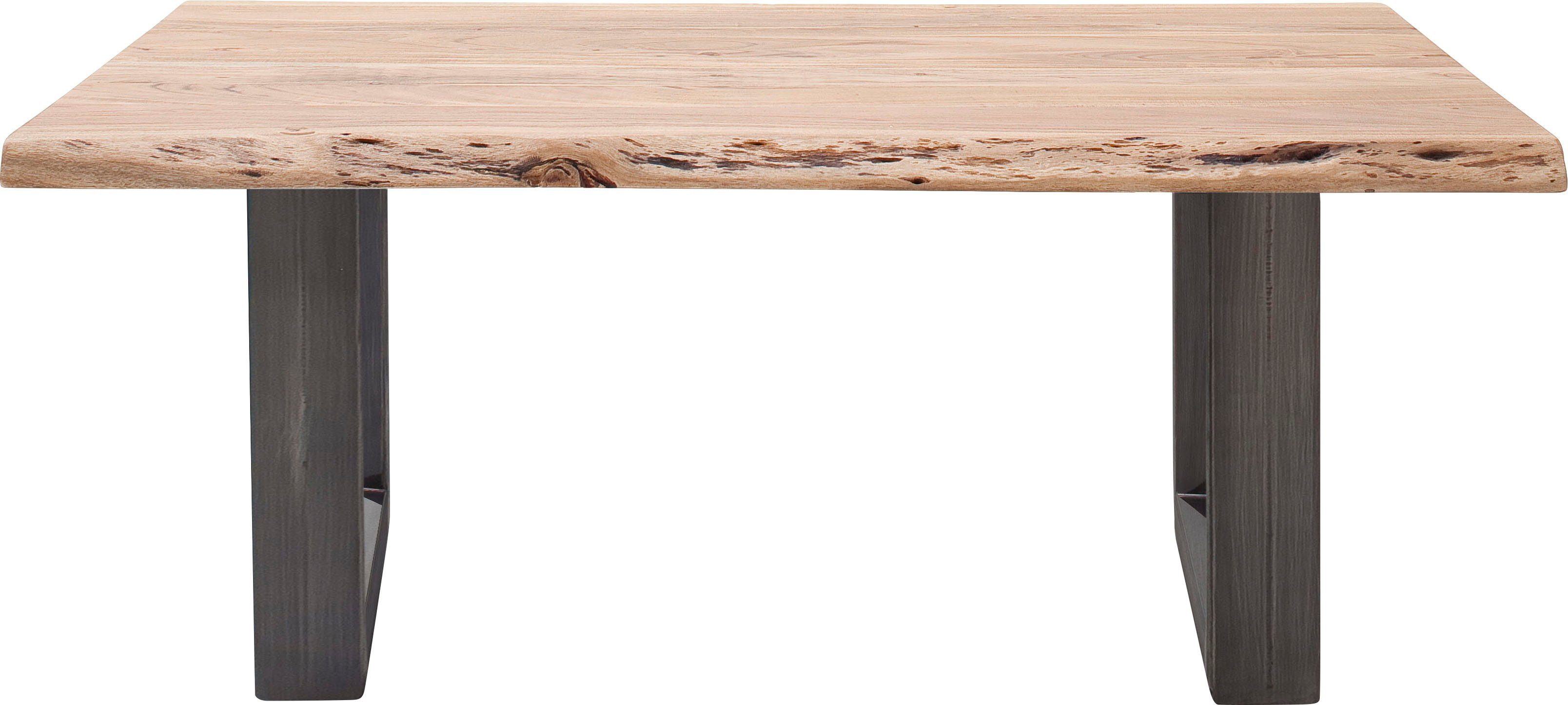 MCA furniture Salontafel Cartagena Salontafel massief hout met boomstamrand en natuurlijke kieren en gaatjes