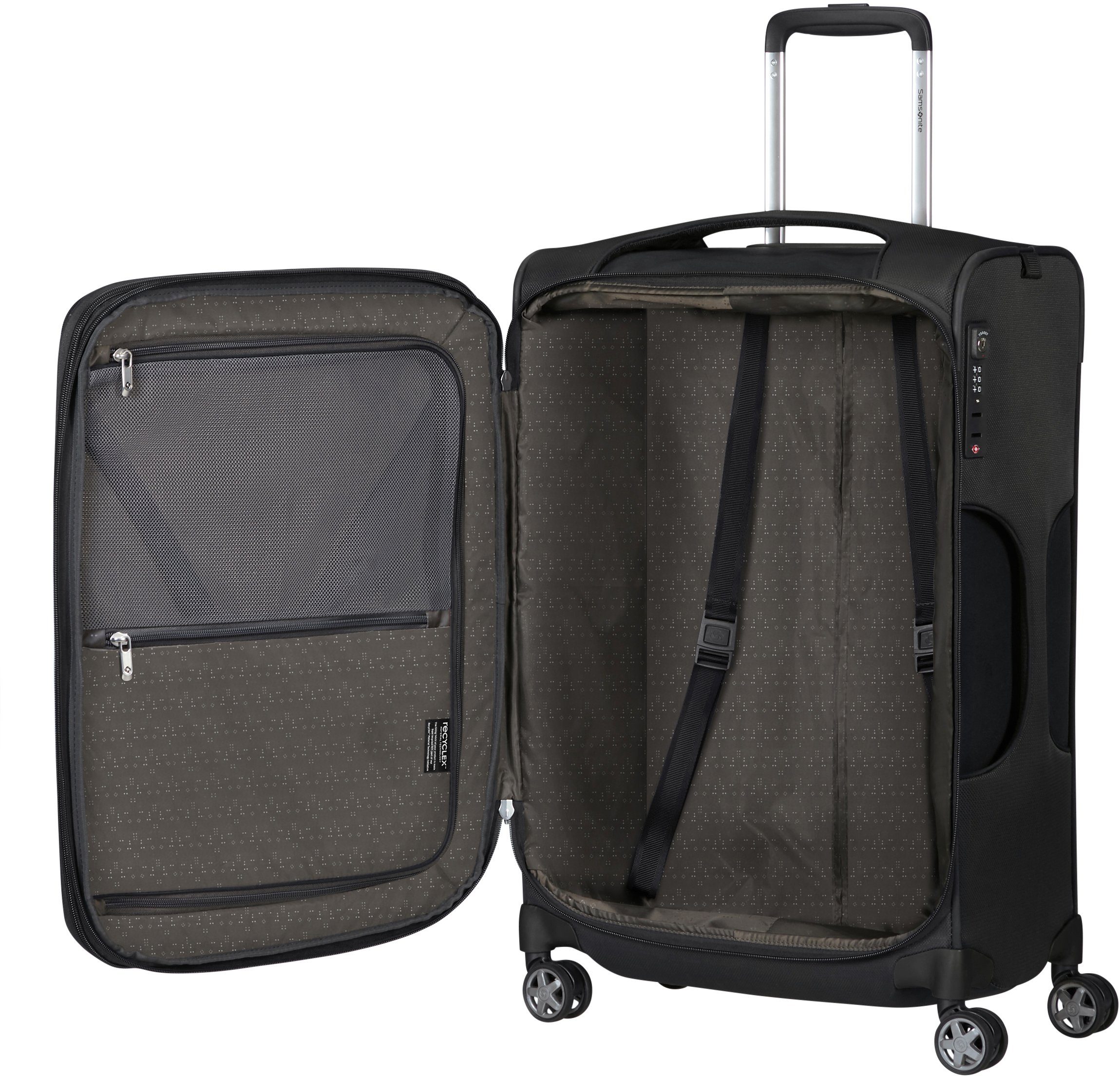 Samsonite Zachte bagage trolley D'LITE, verschillende maten en kleuren Reiskoffer zachte schaal koffer TSA-cijferslot in klassiek ontwerp