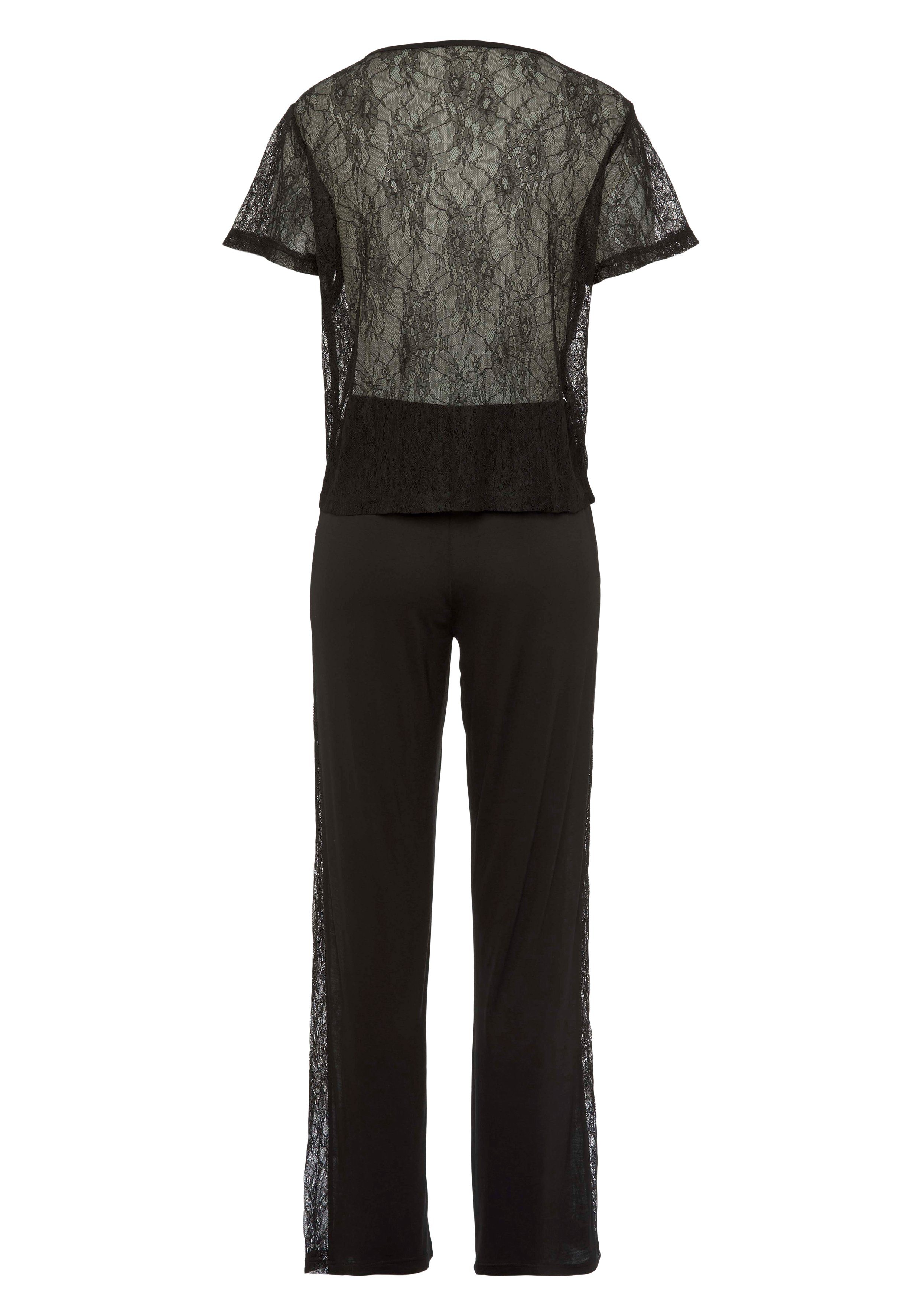 Vivance Dreams Pyjama transparante elastische kant (set, 2-delig)