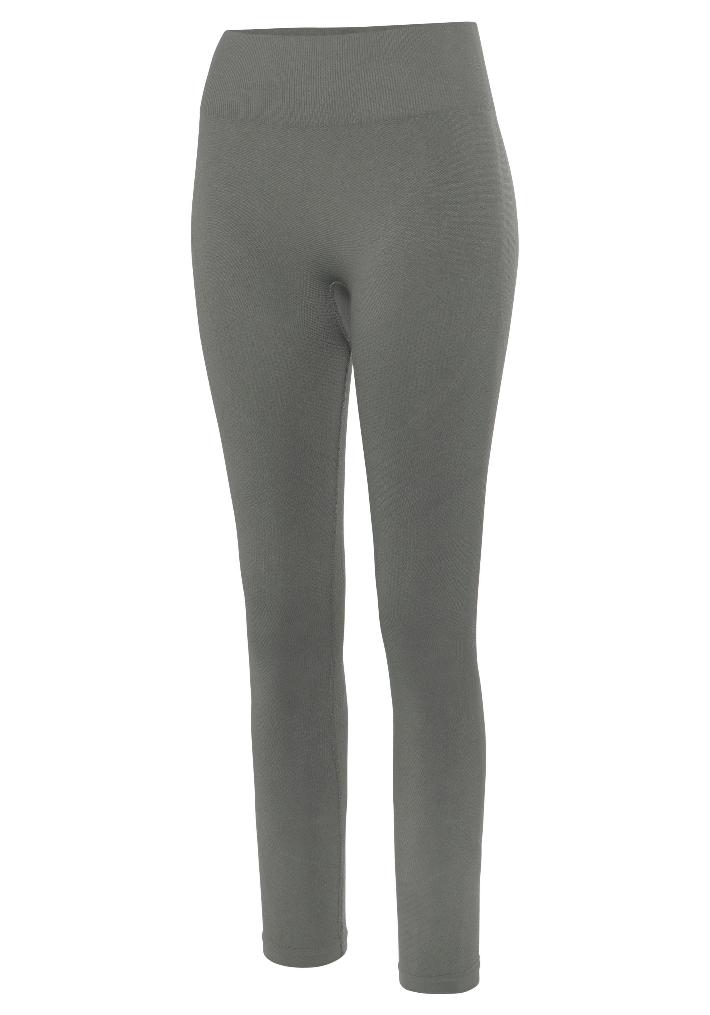 Lascana Naadloze legging Po Push Up met ribstructuur en shaping-effect sportbroek sportleggings