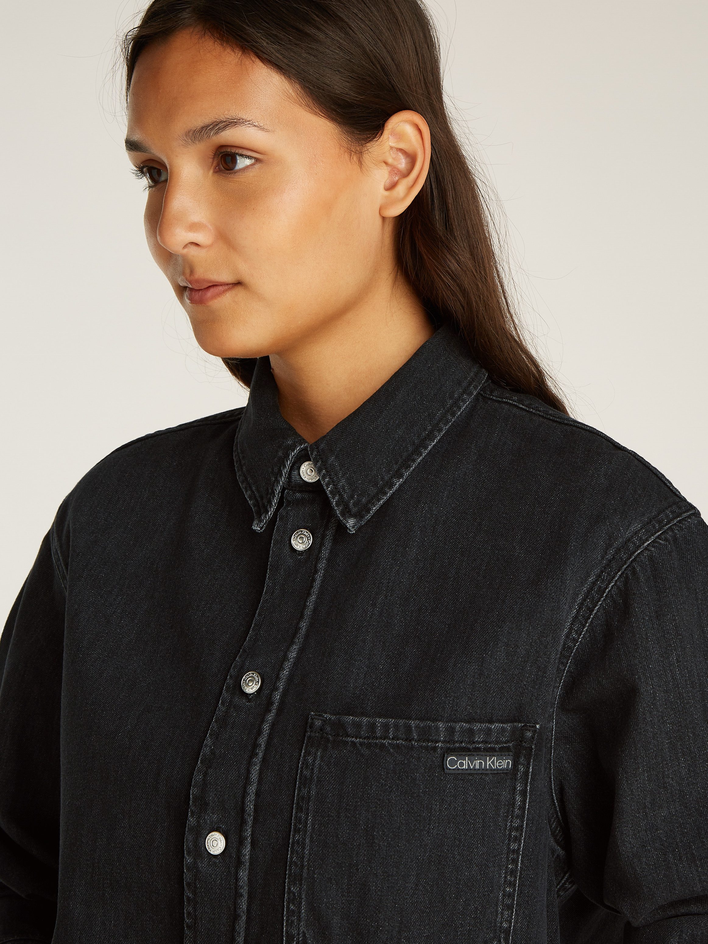 Calvin Klein Jeans blouse CROPPED DAD DENIM SHIRT