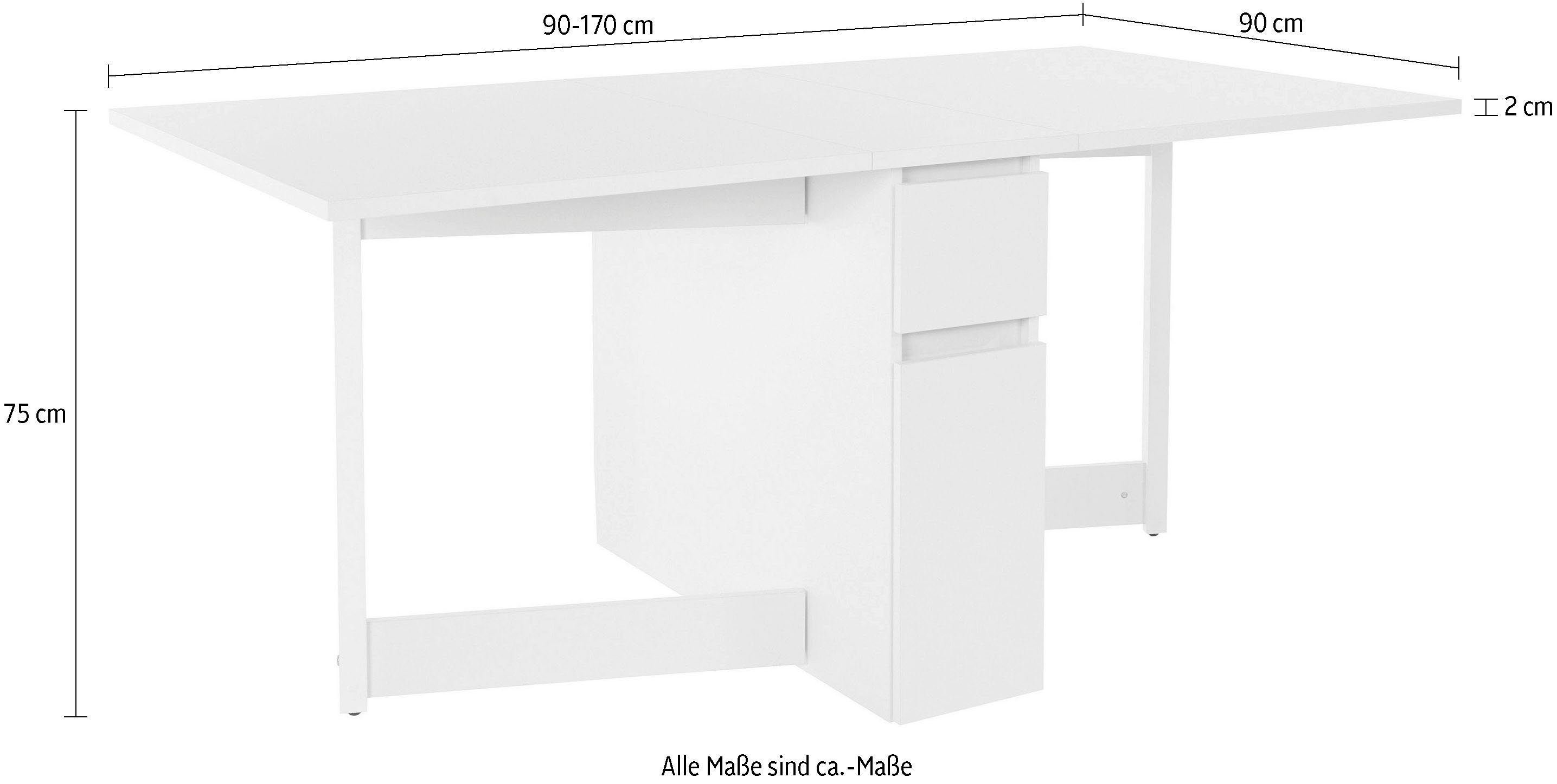 Woodman Eettafel Jasper met een rechthoekig tafelblad en uittrekfunctie, breedte 90 cm