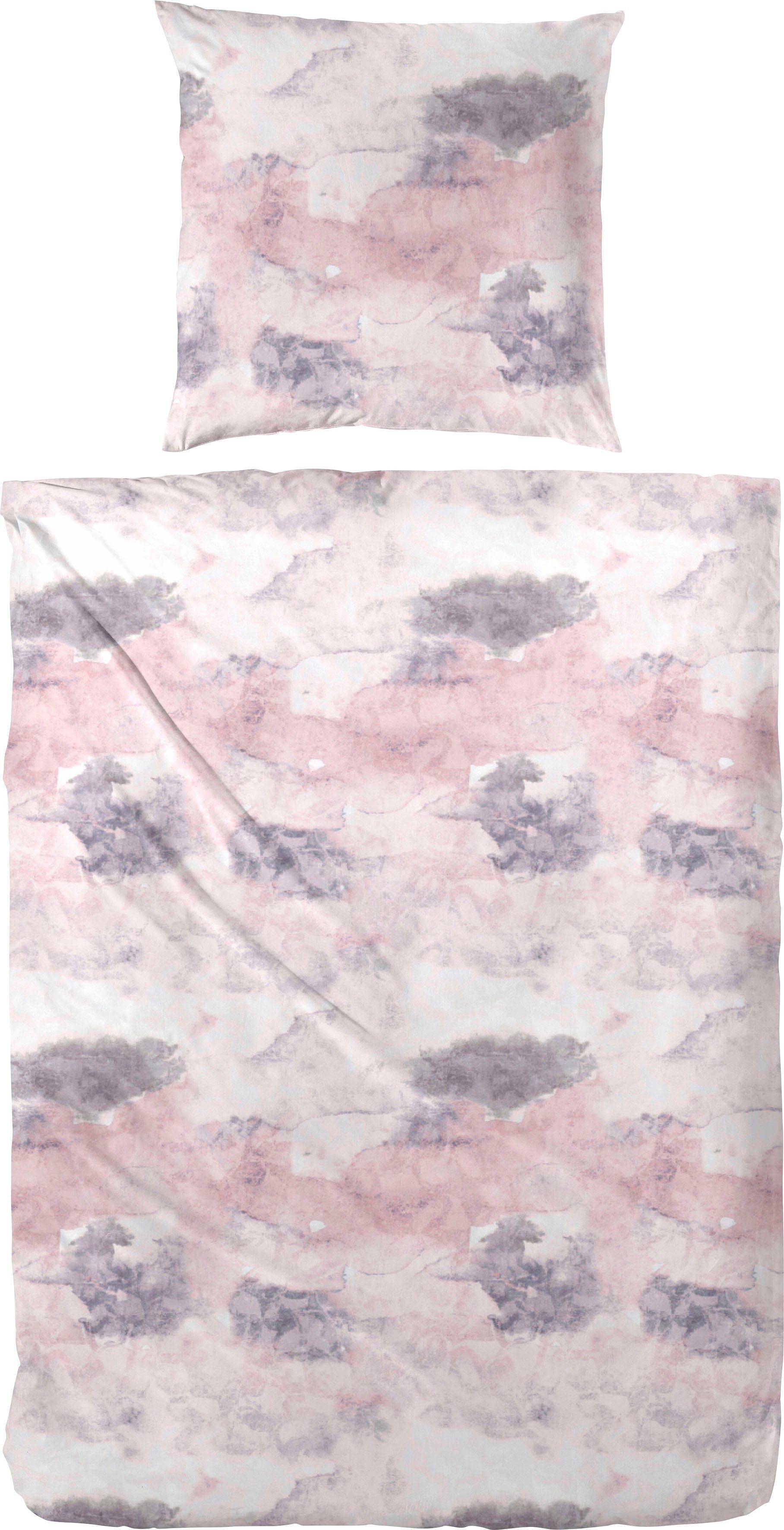 Primera Beddengoed Spot met een pastel-marmereffect (2-delig) dekbedovertrekken maat 1x 155x220 cm roze