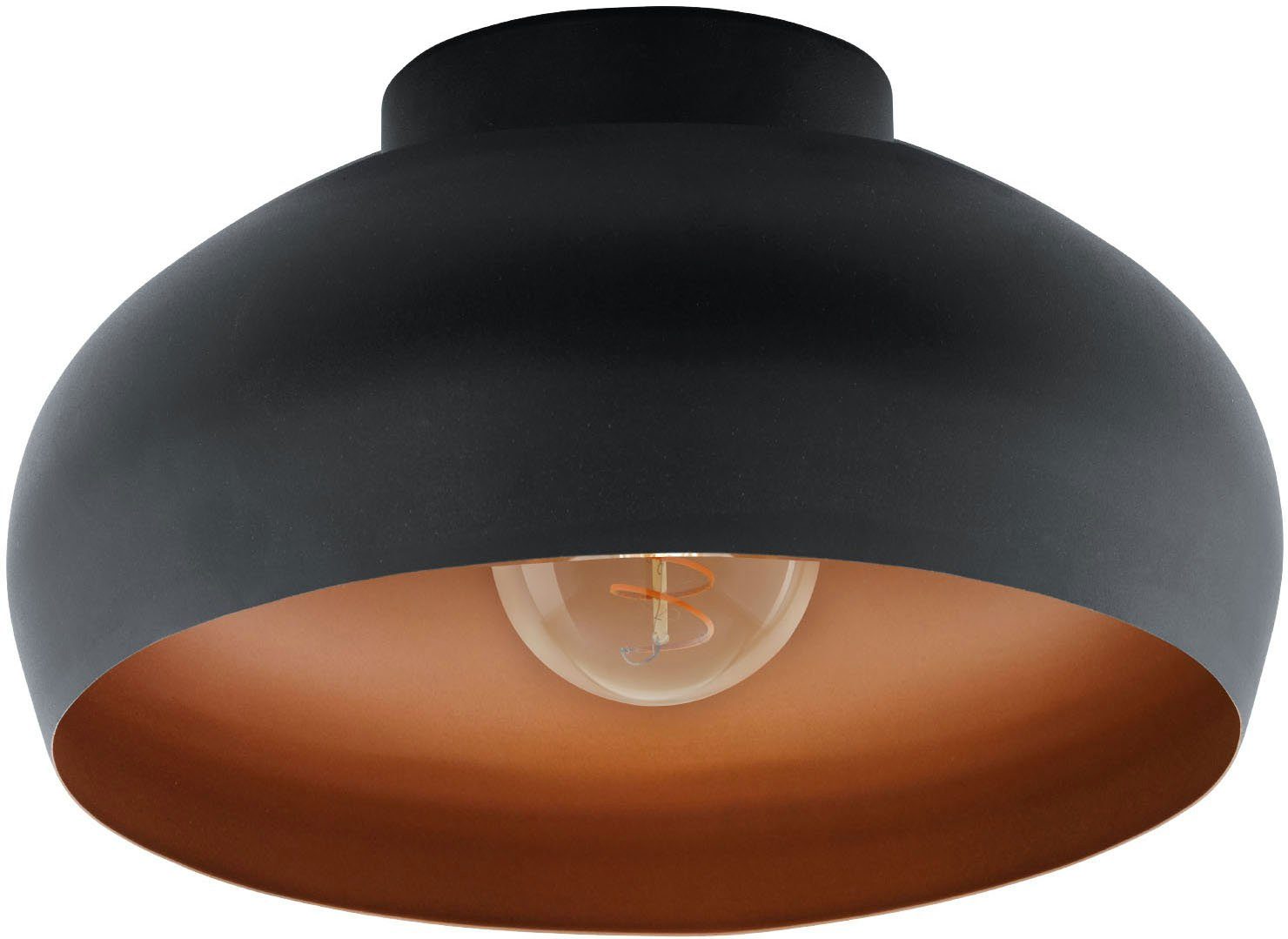 EGLO Plafondlamp MOGANO 2 Plafondlamp in zwart en koper van staal - excl. E27 - 1X40W (1 stuk)