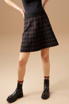 aniston casual gebreide rok met trendy ruitmotief - nieuwe collectie zwart