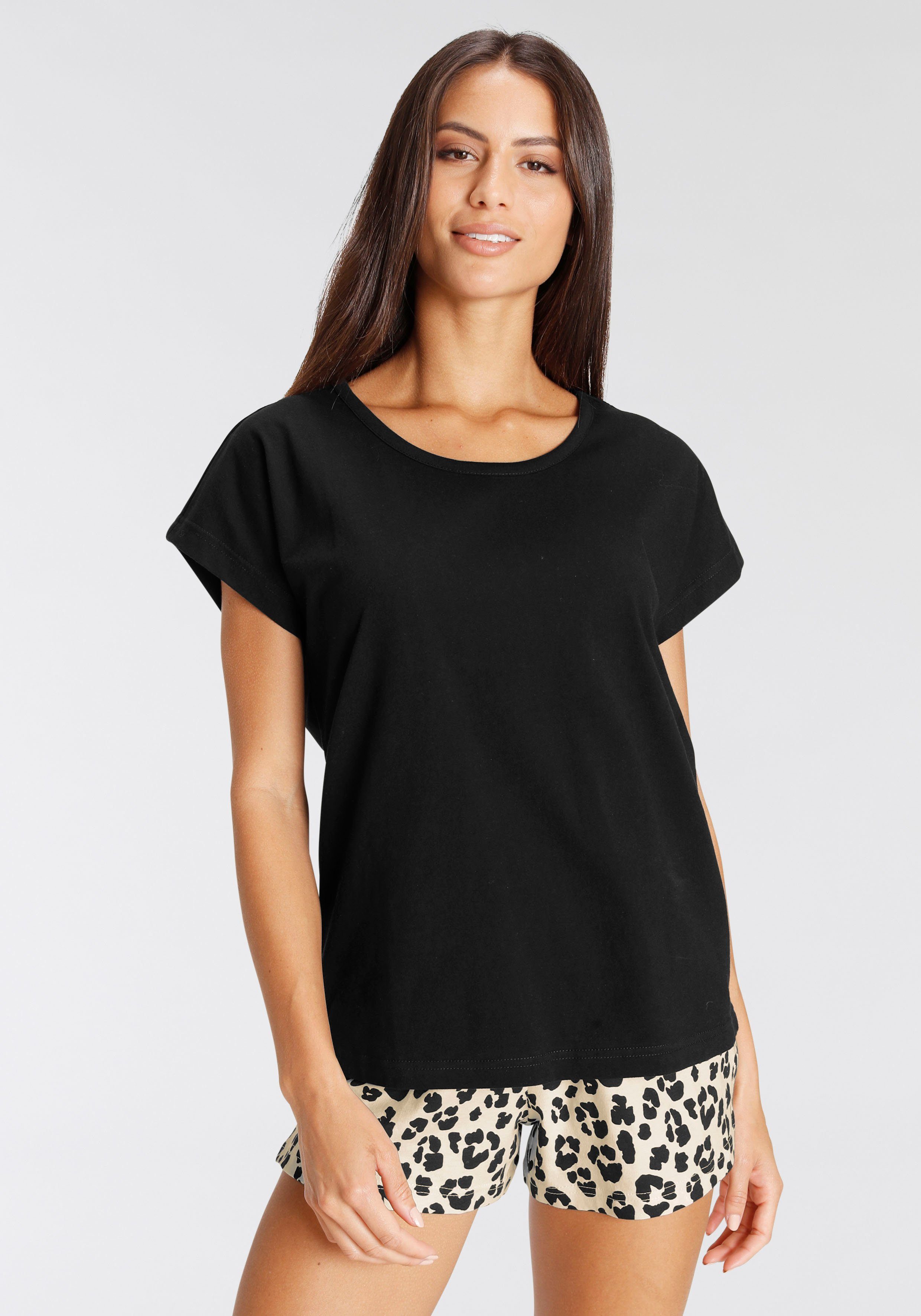 Vivance Dreams Shortama met animal-print (4-delig, Set van 2)