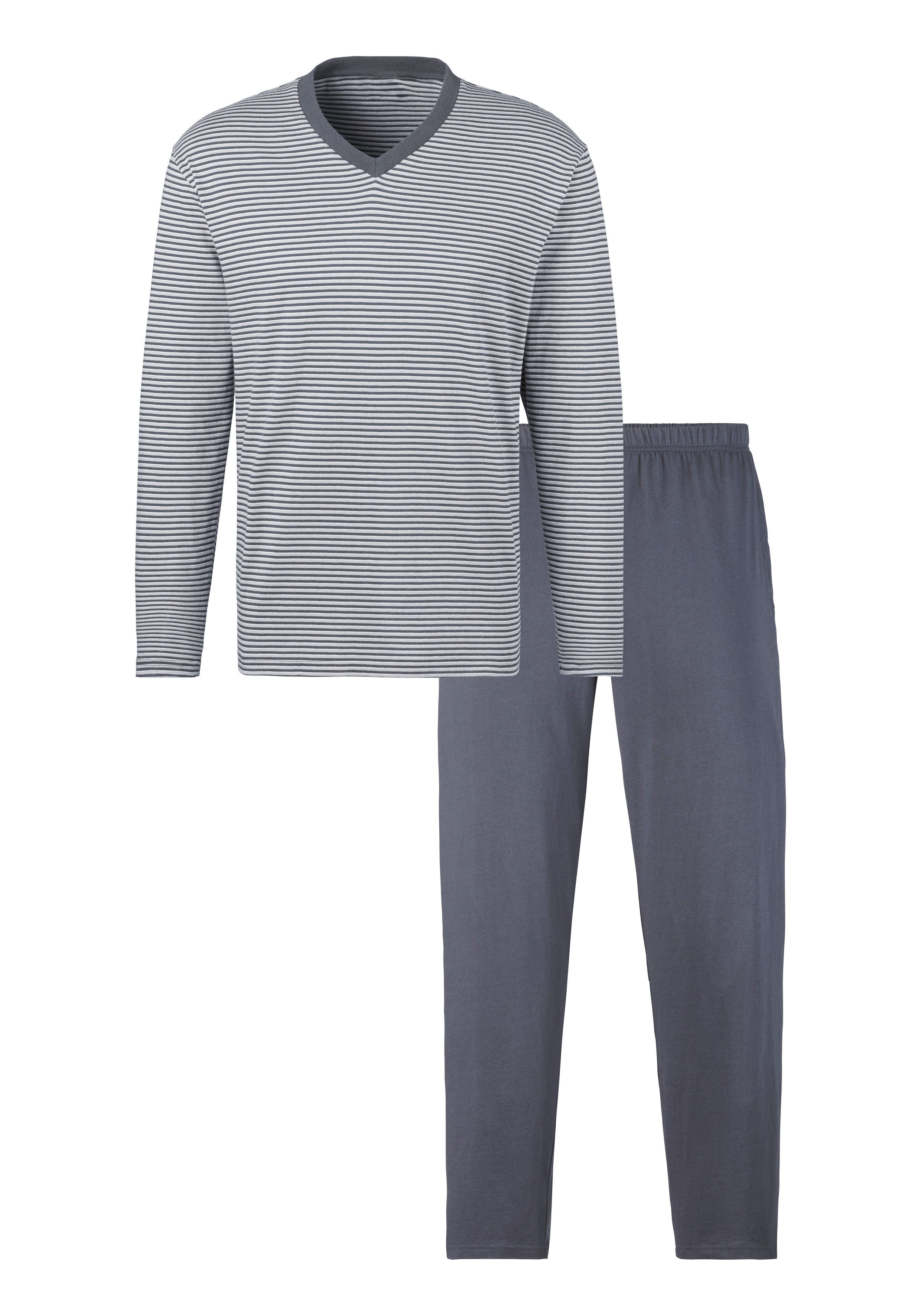 le jogger® Pyjama Pyjama met garenverfde strepen (4-delig, Set van 2)
