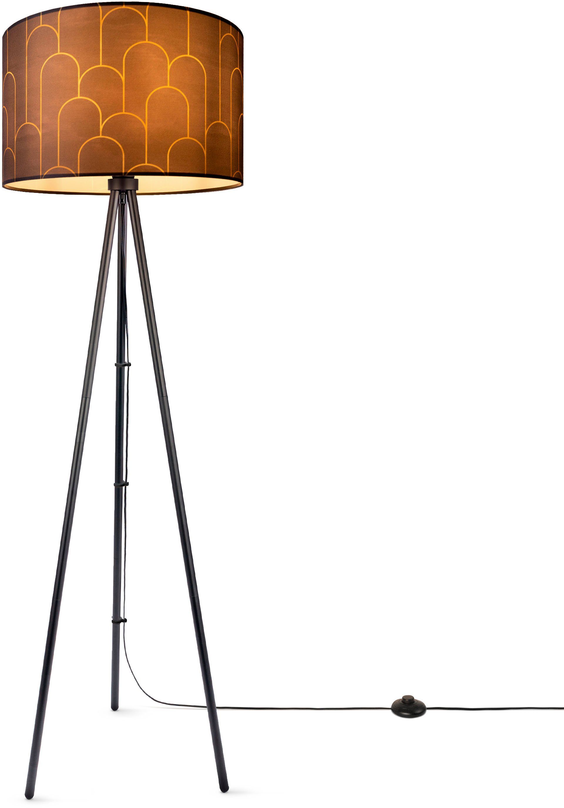 Paco Home Staande lamp Trina Pillar Vloerlamp statief met stoffen kap woonkamerlamp vintage abstract