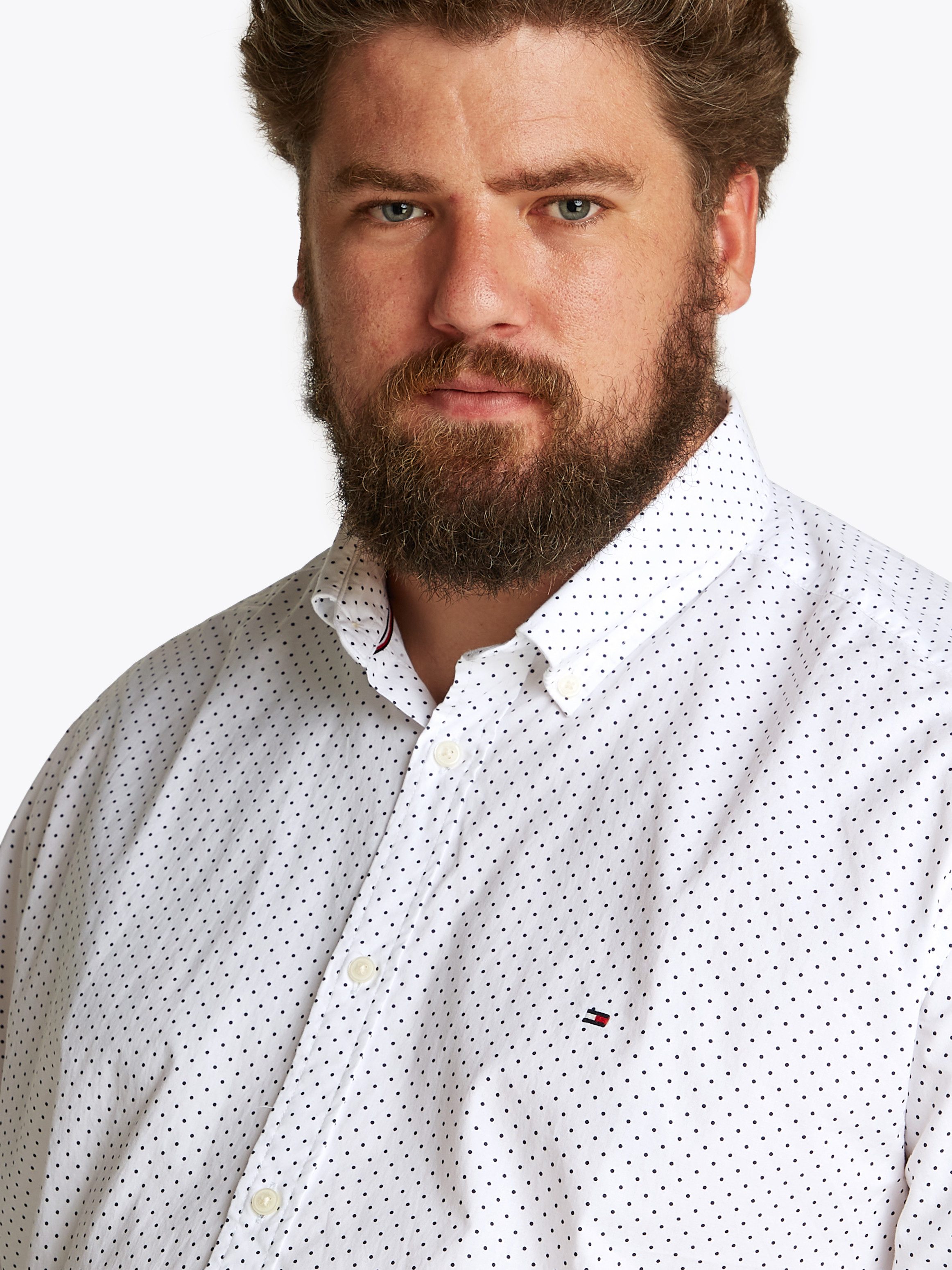 Tommy Hilfiger Overhemd met lange mouwen BT-FLEX POPLIN POLKA DOT S-B in grote maten, logoborduring