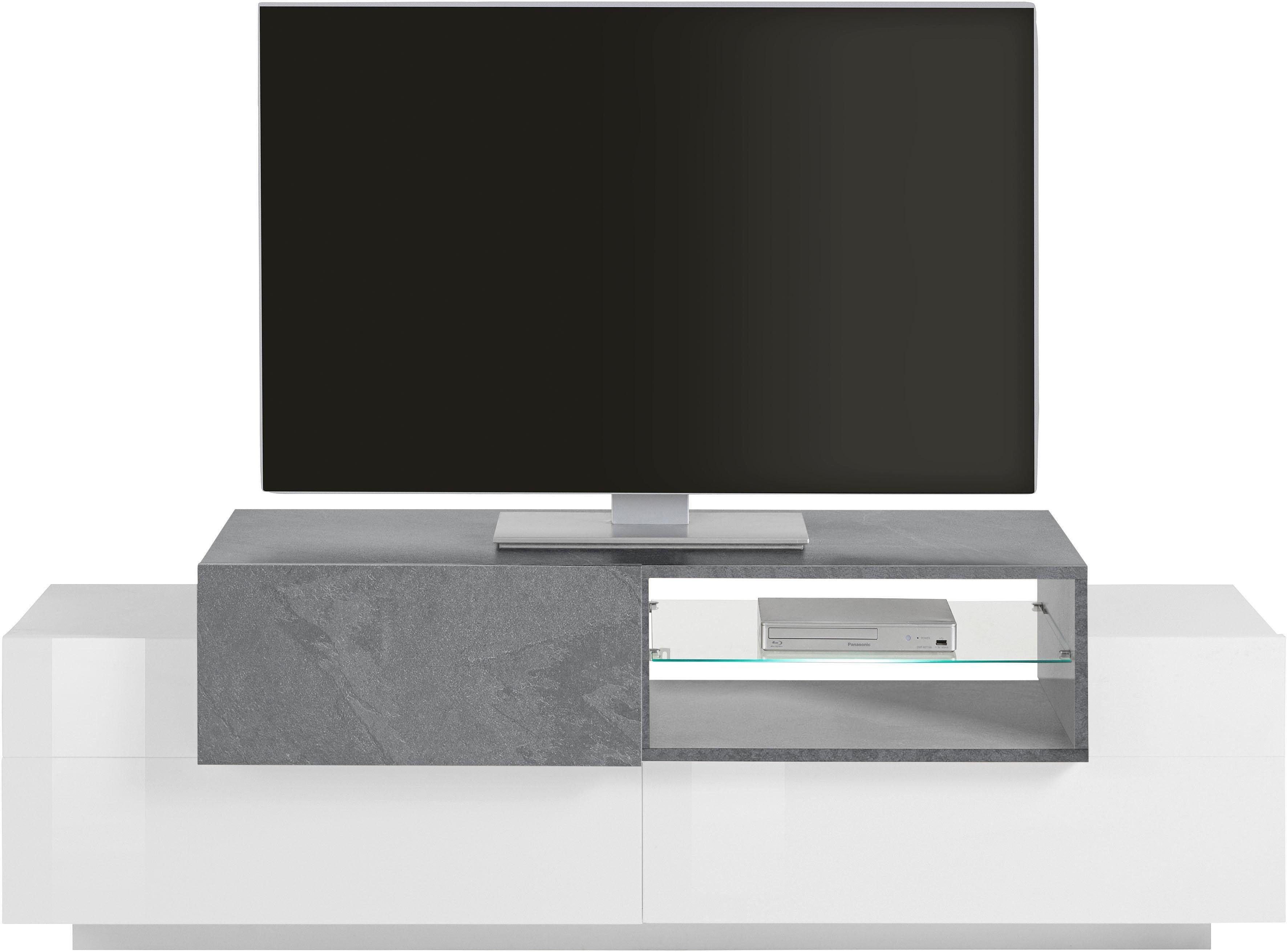 INOSIGN Tv-meubel Coro, lowboard, TV-commode, TV-meubelen, TV-bank met 2 kleppen, 1 deur, 1 glazen plank, breedte 160