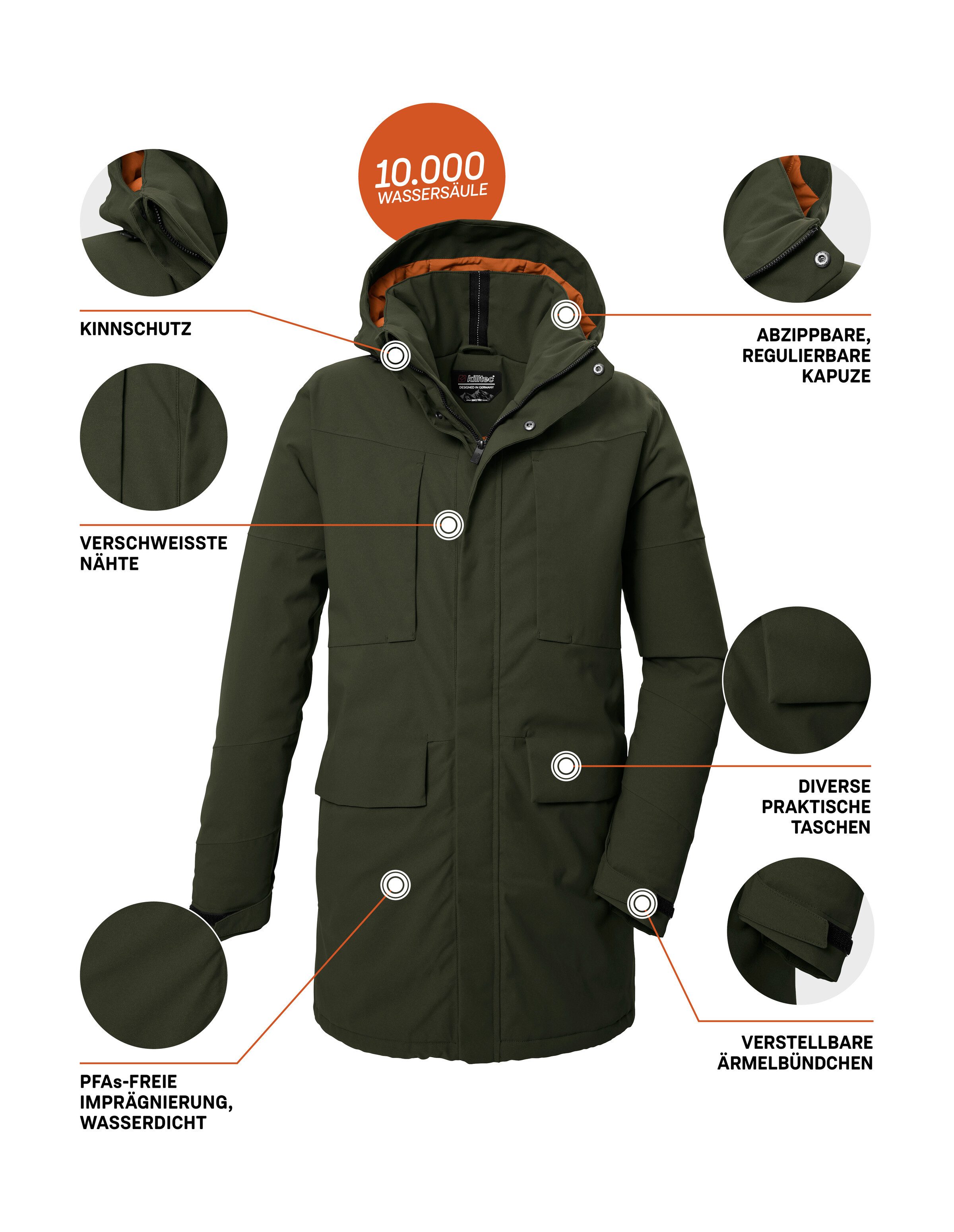 Killtec Parka KOW 80 MN PRK Water- en winddichte functionele parka, ademend, gerecycled