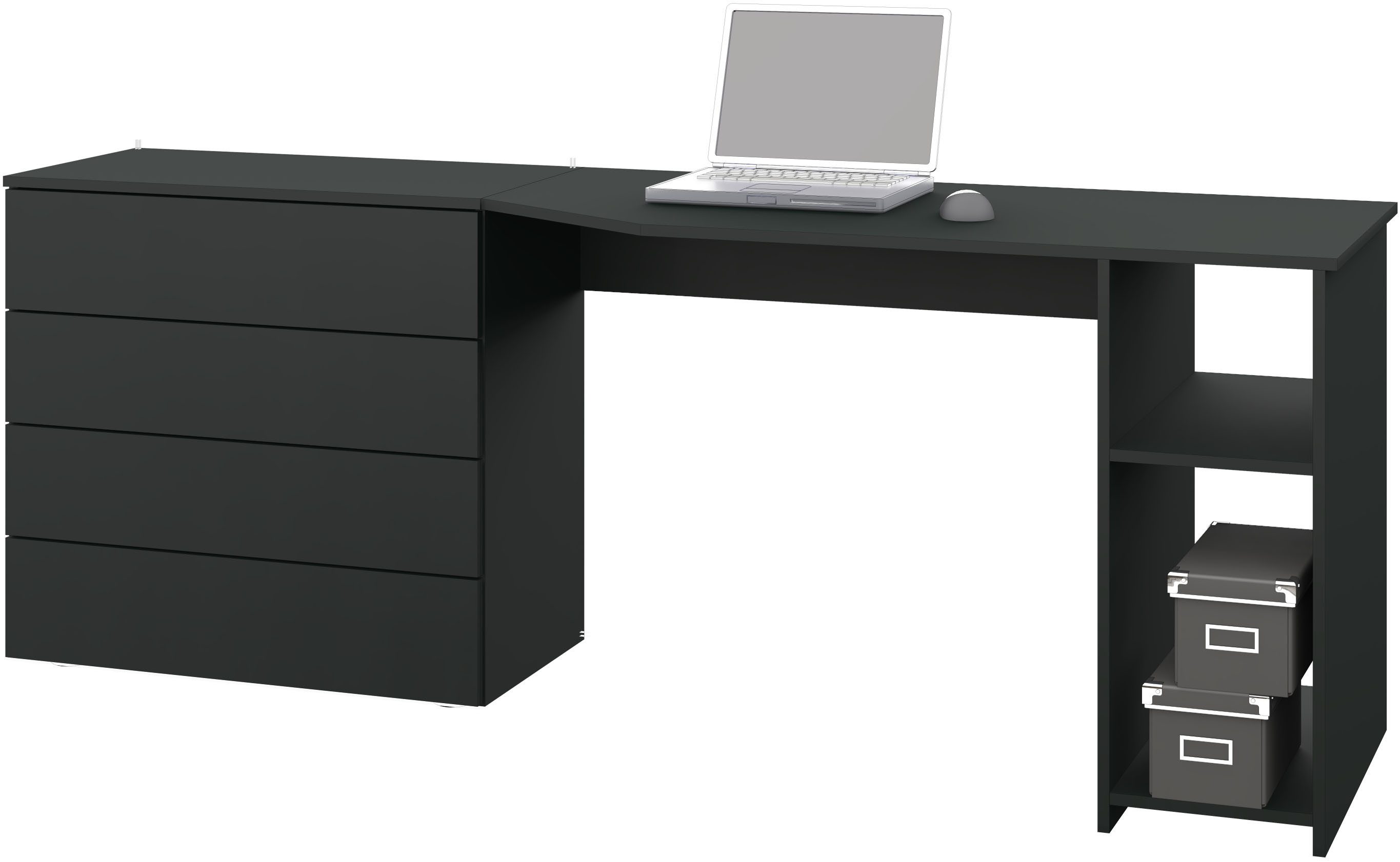 borchardt Möbel Bureau Vaasa Breedte 196 cm, push-to-openfunctie