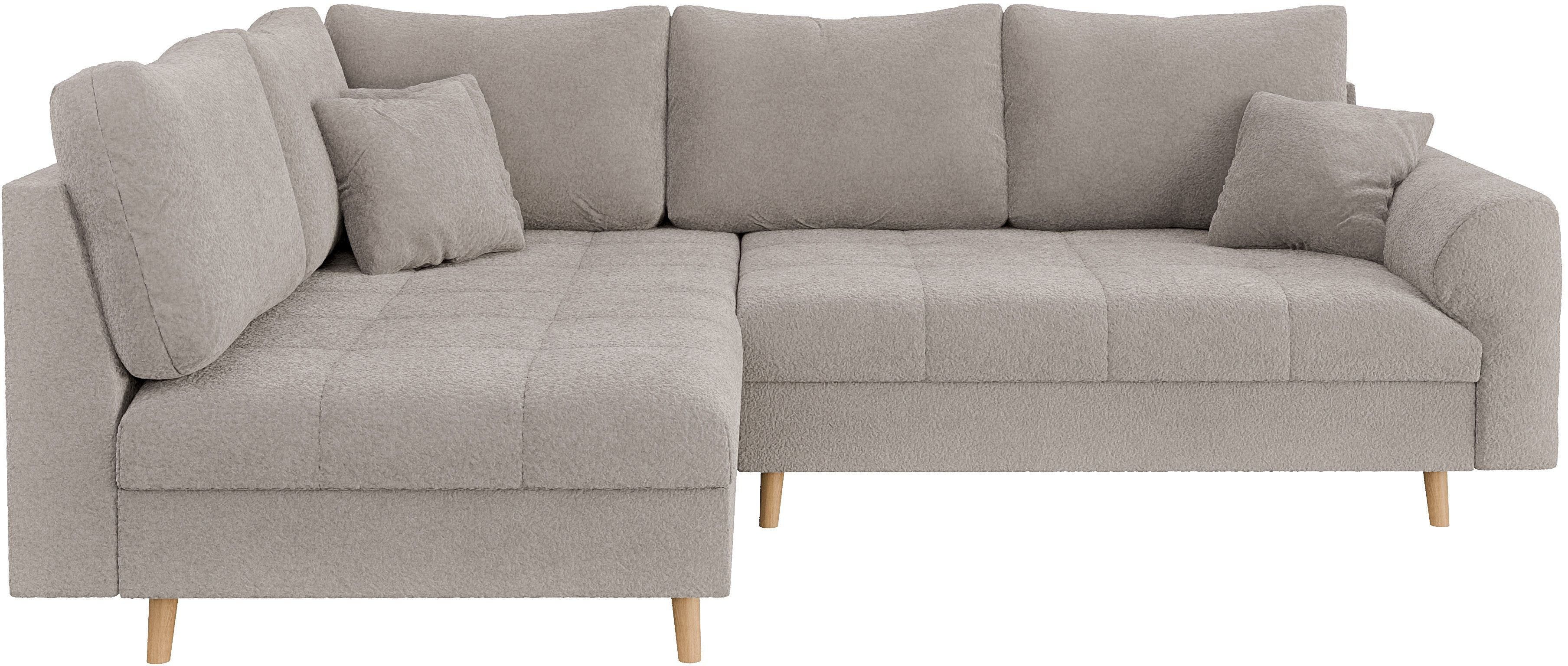 Home affaire Hoekbank CHARRE L-vorm met ottomane, afmetingen B/D/H: 231/161/81 cm fijne stiksels, losse rug- en sierkussens, ook in cord en bouclé