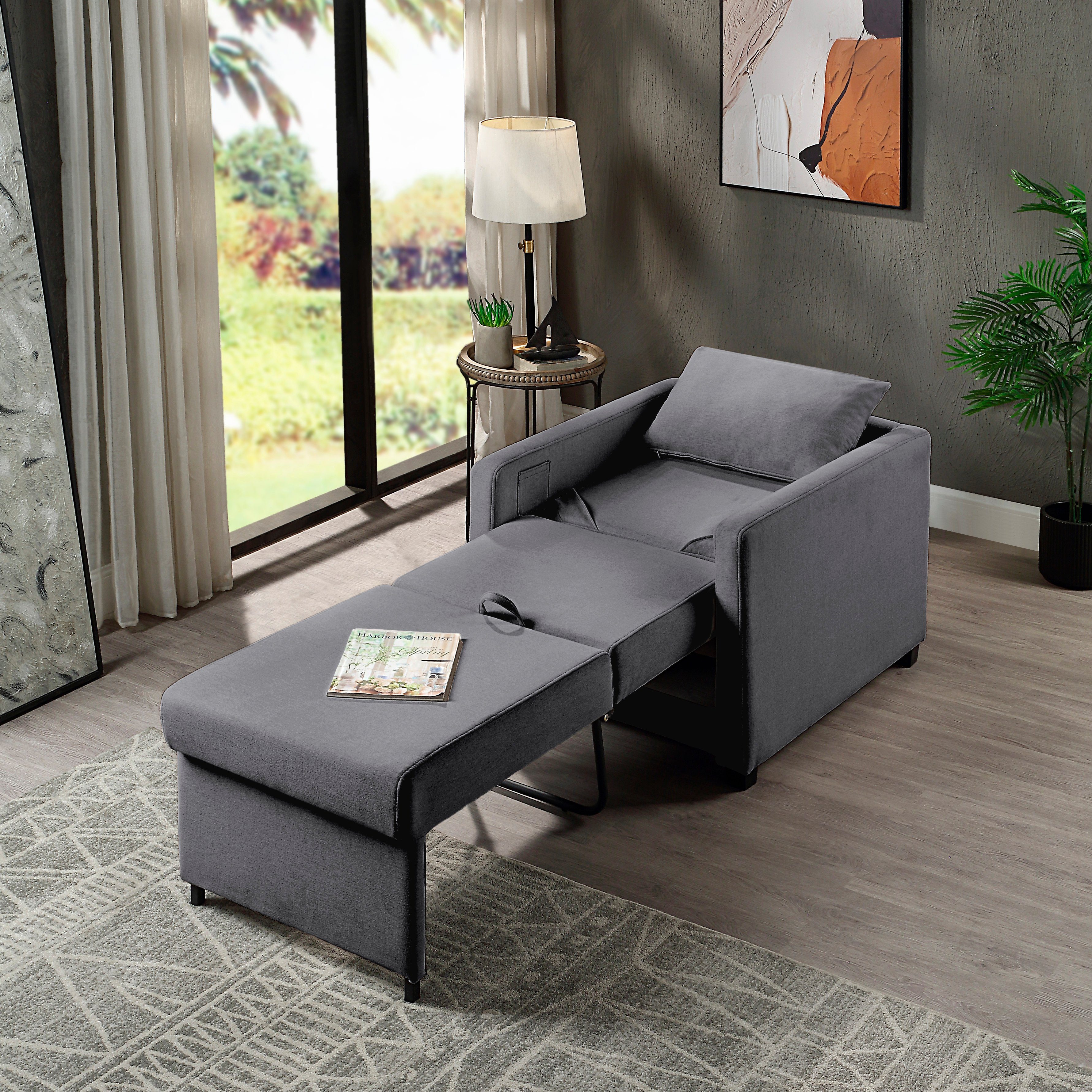 ATLANTIC home collection Relaxfauteuil Jerry met slaapfunctie, als logeerbed en inclusief kussens