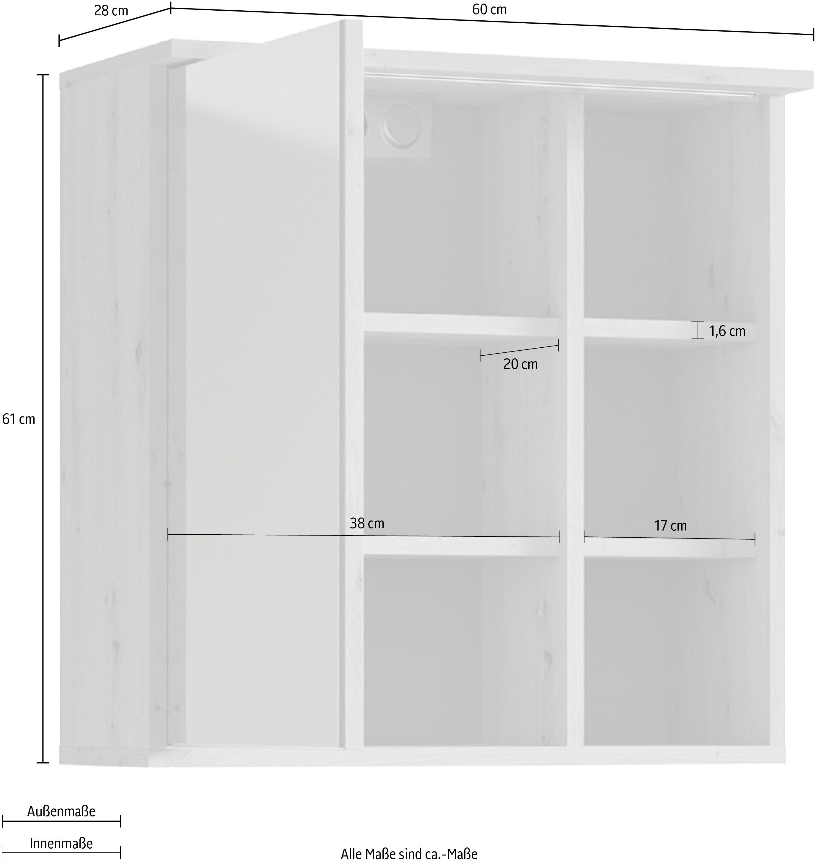 byLIVING Spiegelkast Wellness 60cm badkamerkast met led-verlichting, grote spiegel en veel opbergruimte (1 stuk)