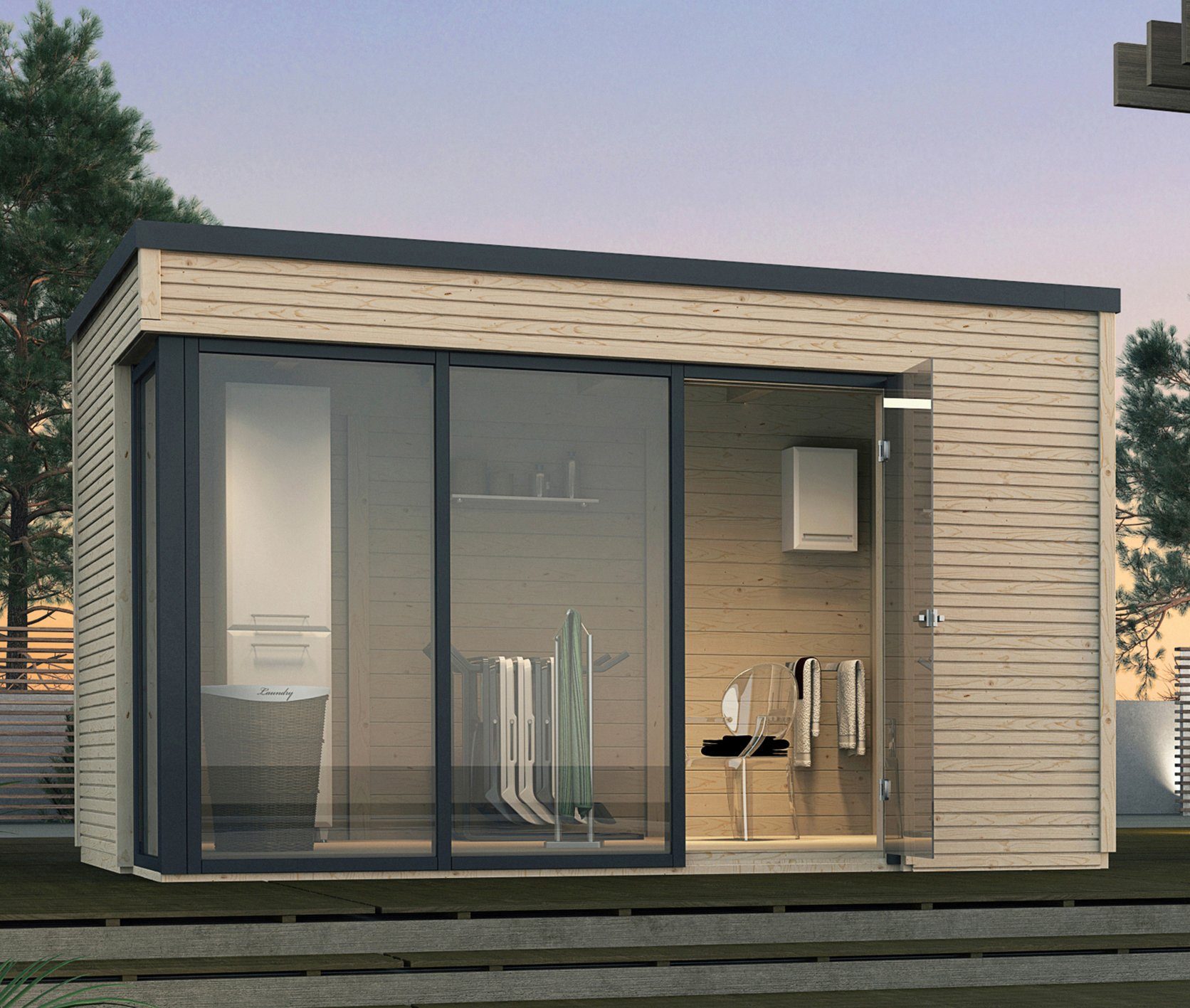 weka Tuinhuisje WekaLine 412 mt. 2 houten tuinhuisjes beige