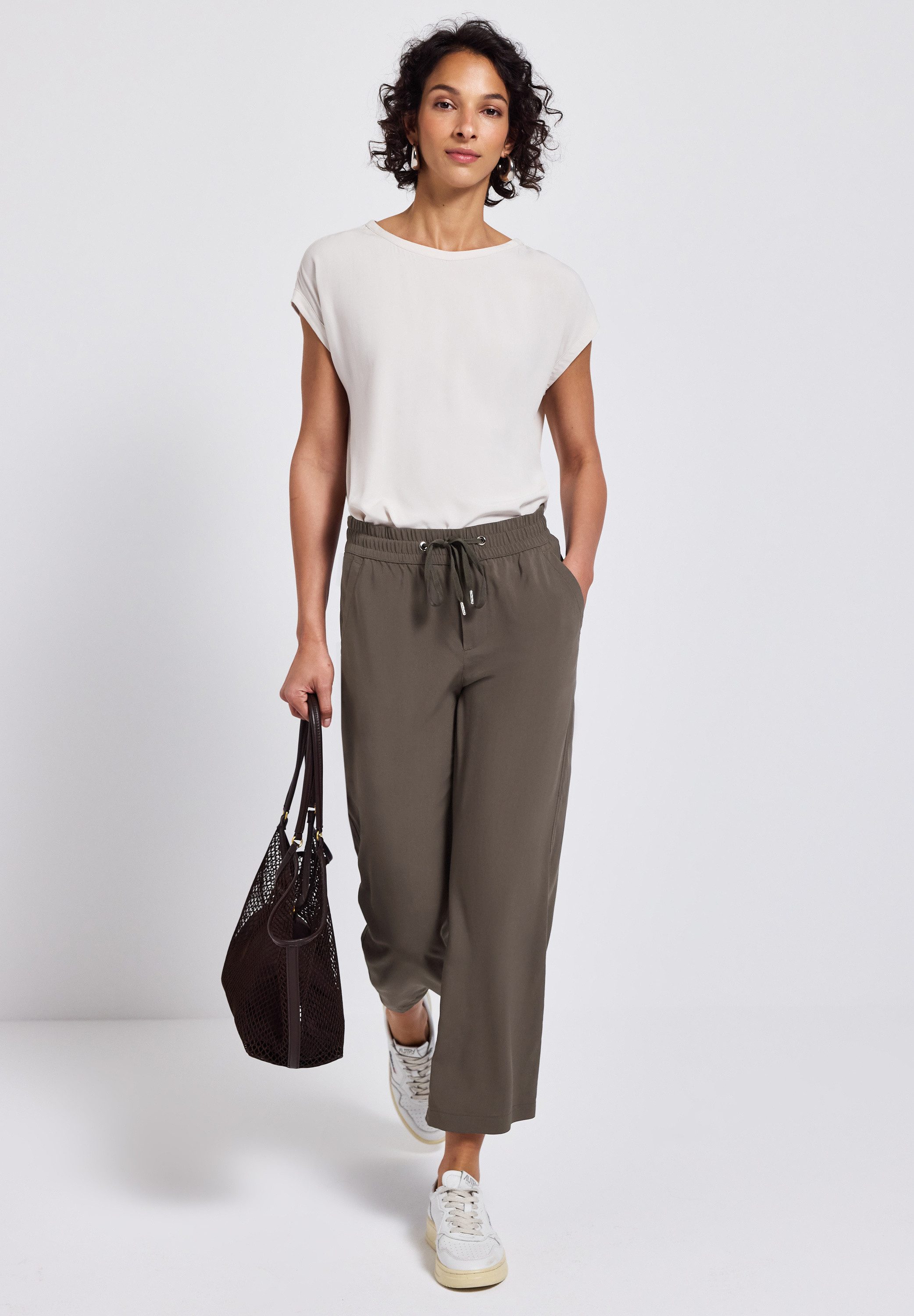 STREET ONE Stoffen broek Style Emee elastische band met rijgkoord