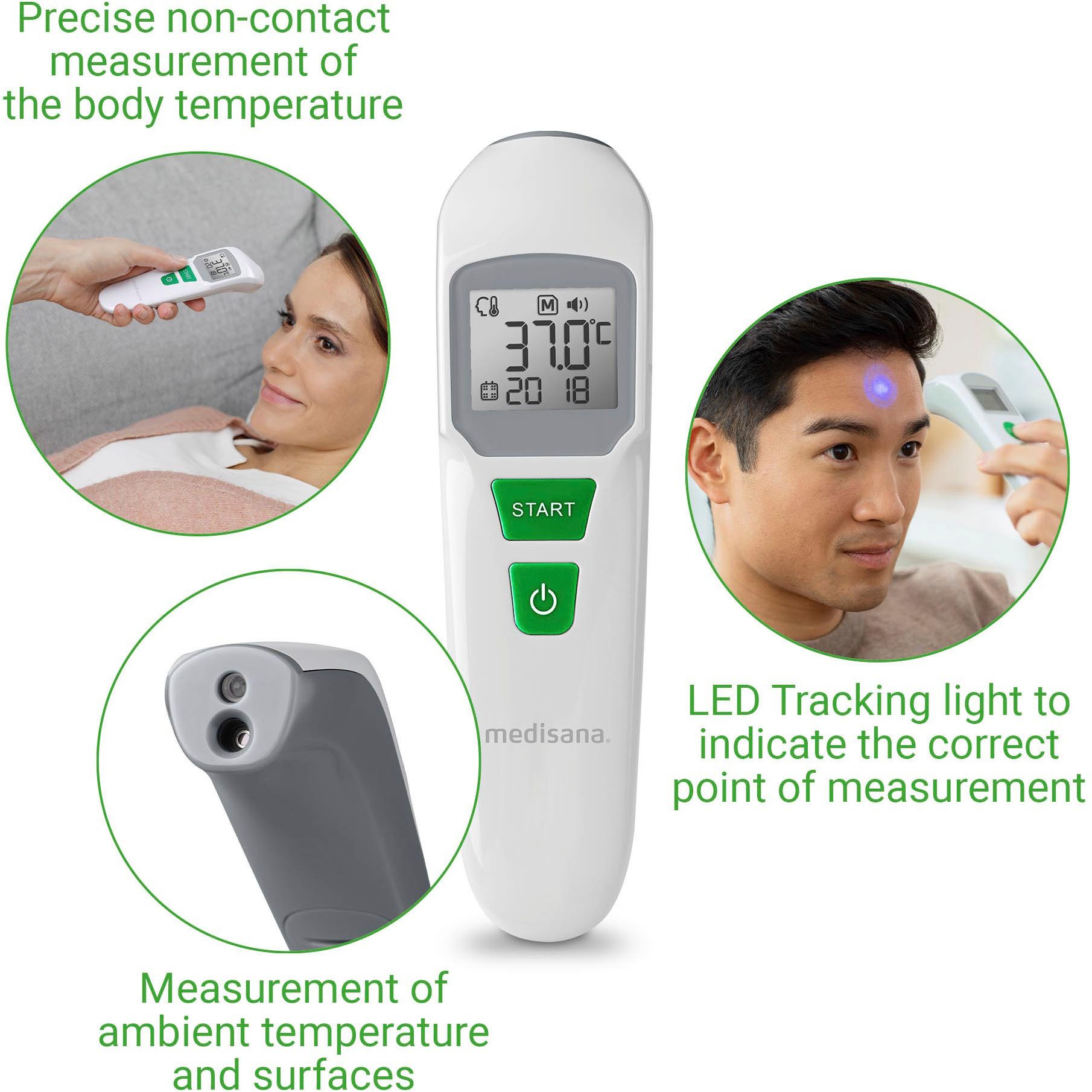 Medisana Infrarood-thermometer TM 760 Meten van lichaam- en oppervlaktetemperatuur met koortsalarm