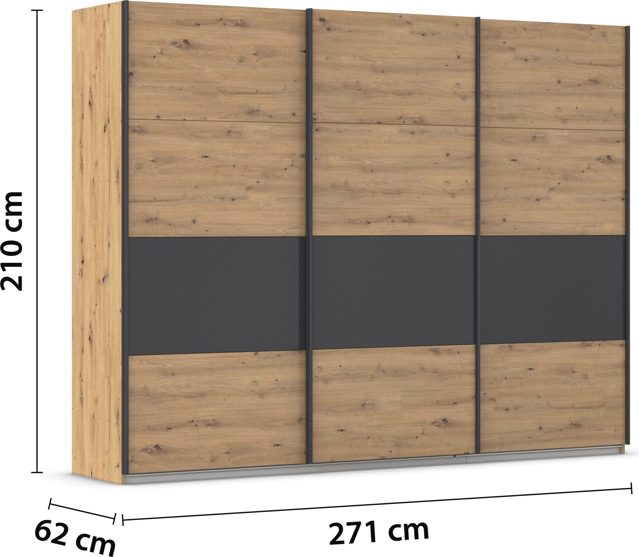 rauch Schuifdeurkast Kledingkast Kast Garderobe CORTONA inclusief indeling, 2 stoffen dozen en extra planken