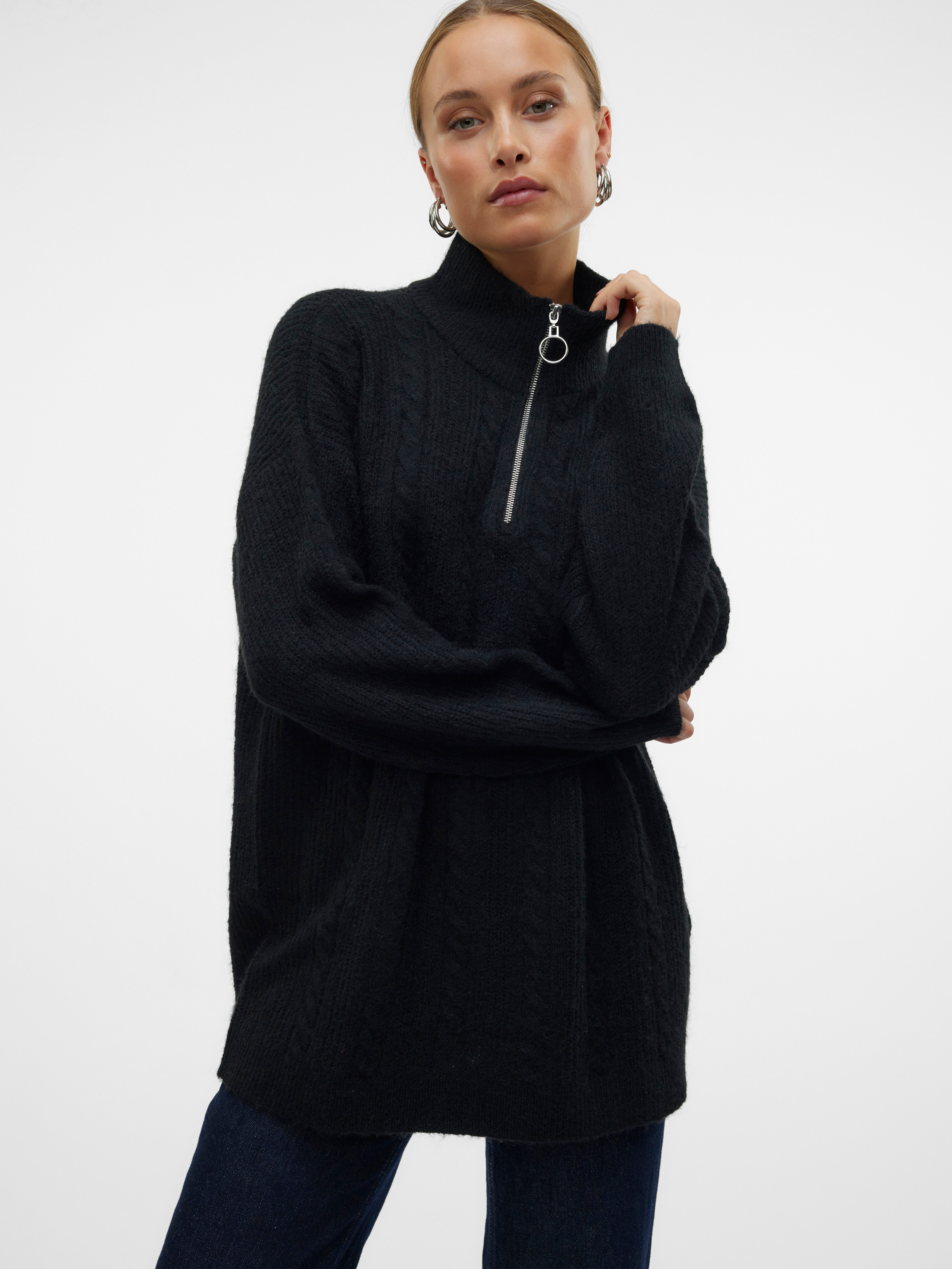 Vero Moda Trui met staande kraag VMMILI LS HIGHNK LONG ZIP PULLOVE GA BOO