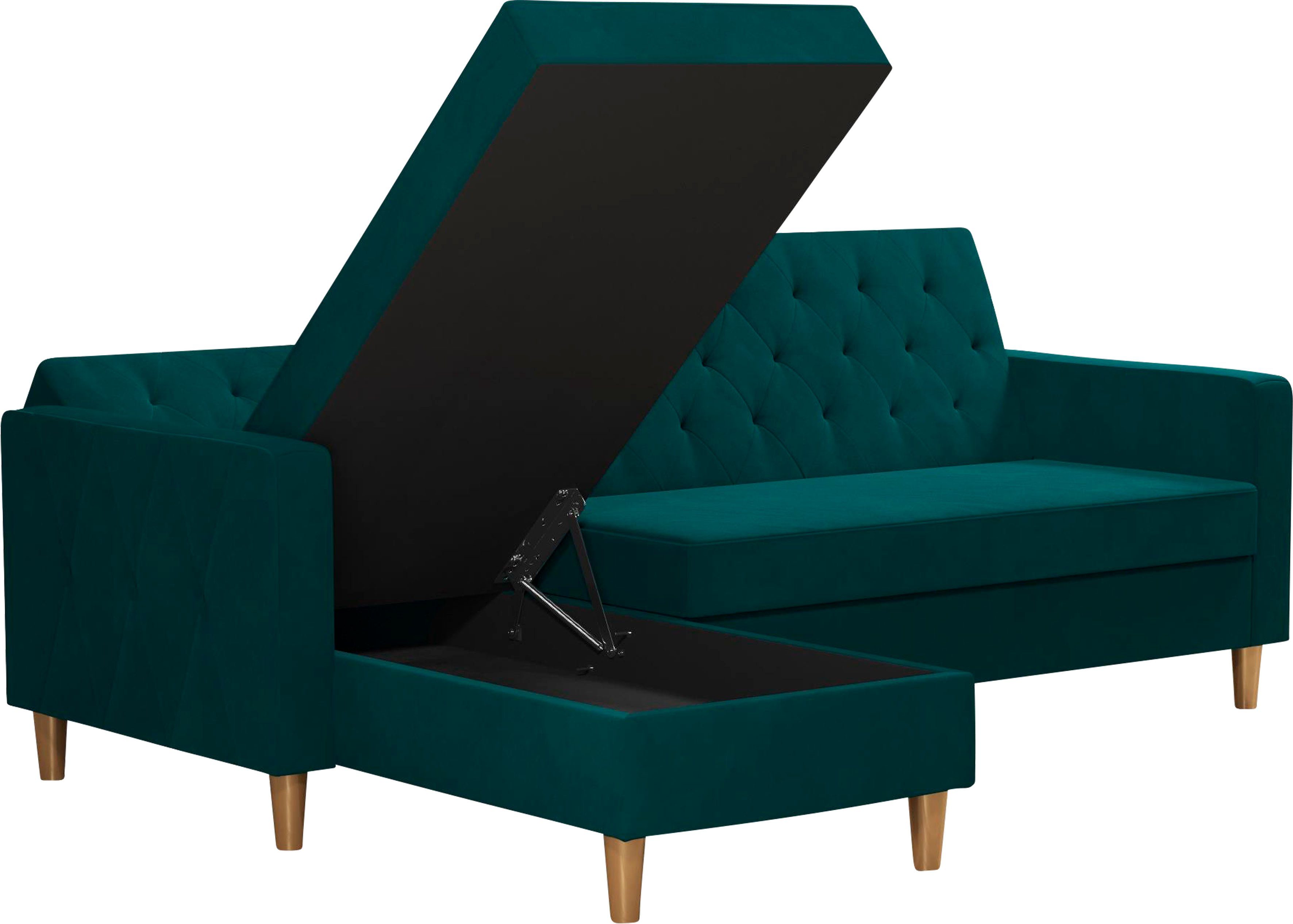 CosmoLiving by Cosmopolitan Hoekbank Liberty, L-vorm met slaapfunctie, récamier aan beide kanten te monteren, zithoogte 43 cm