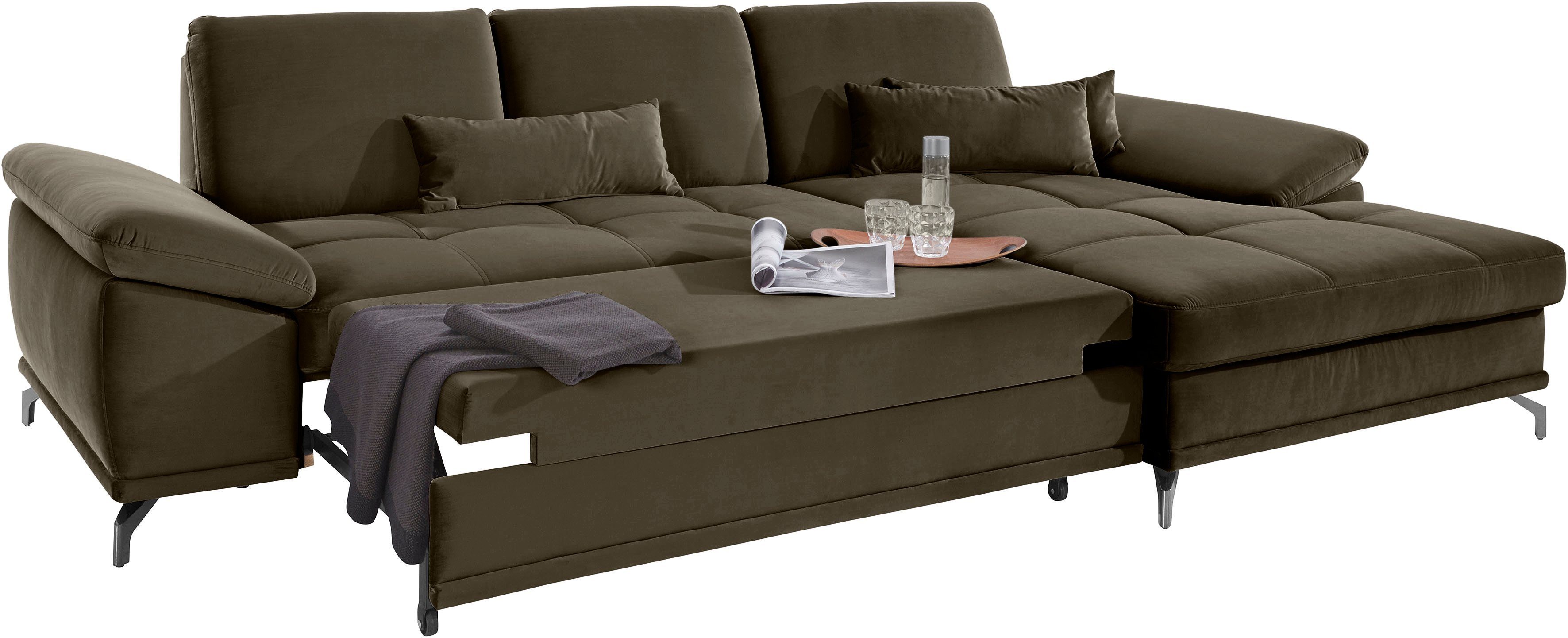 Places of Style Hoekbank Costello L-vorm, met zitdiepteverstelling, armleuningverstelling en