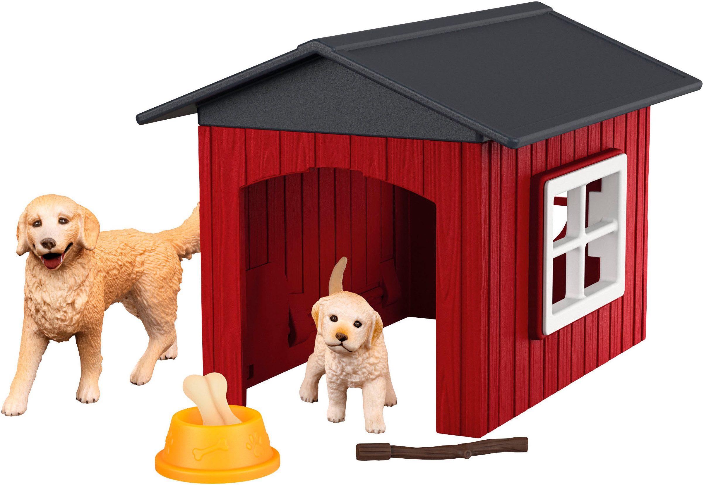 Schleich® Speelwereld FARM WORLD, Hundehütte mit Goldenretrievern (42722)