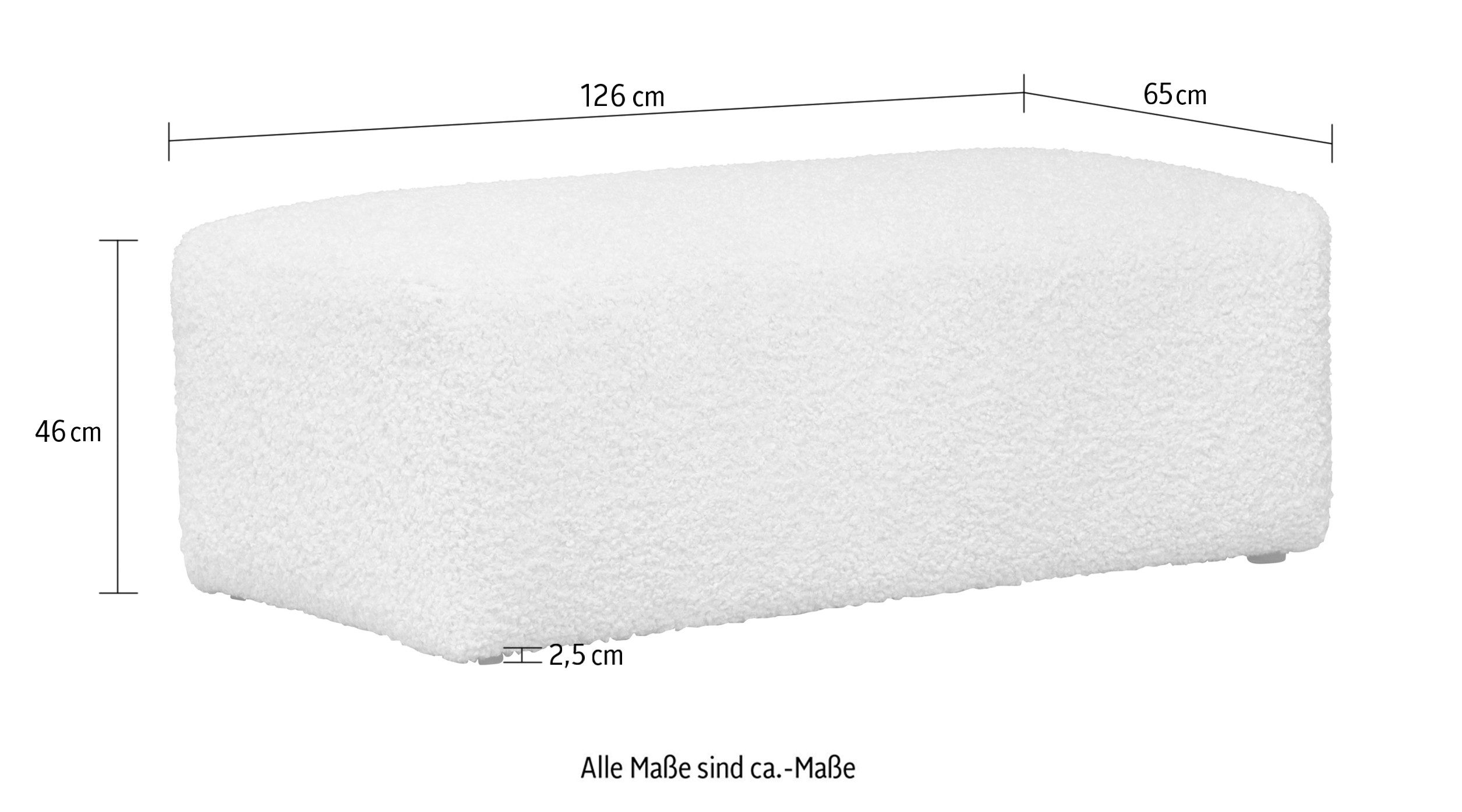 LeGer Home by Lena Gercke Hocker YANI zitpoef met golfondersteuning, afmetingen B/D/H: 126/65/46 cm