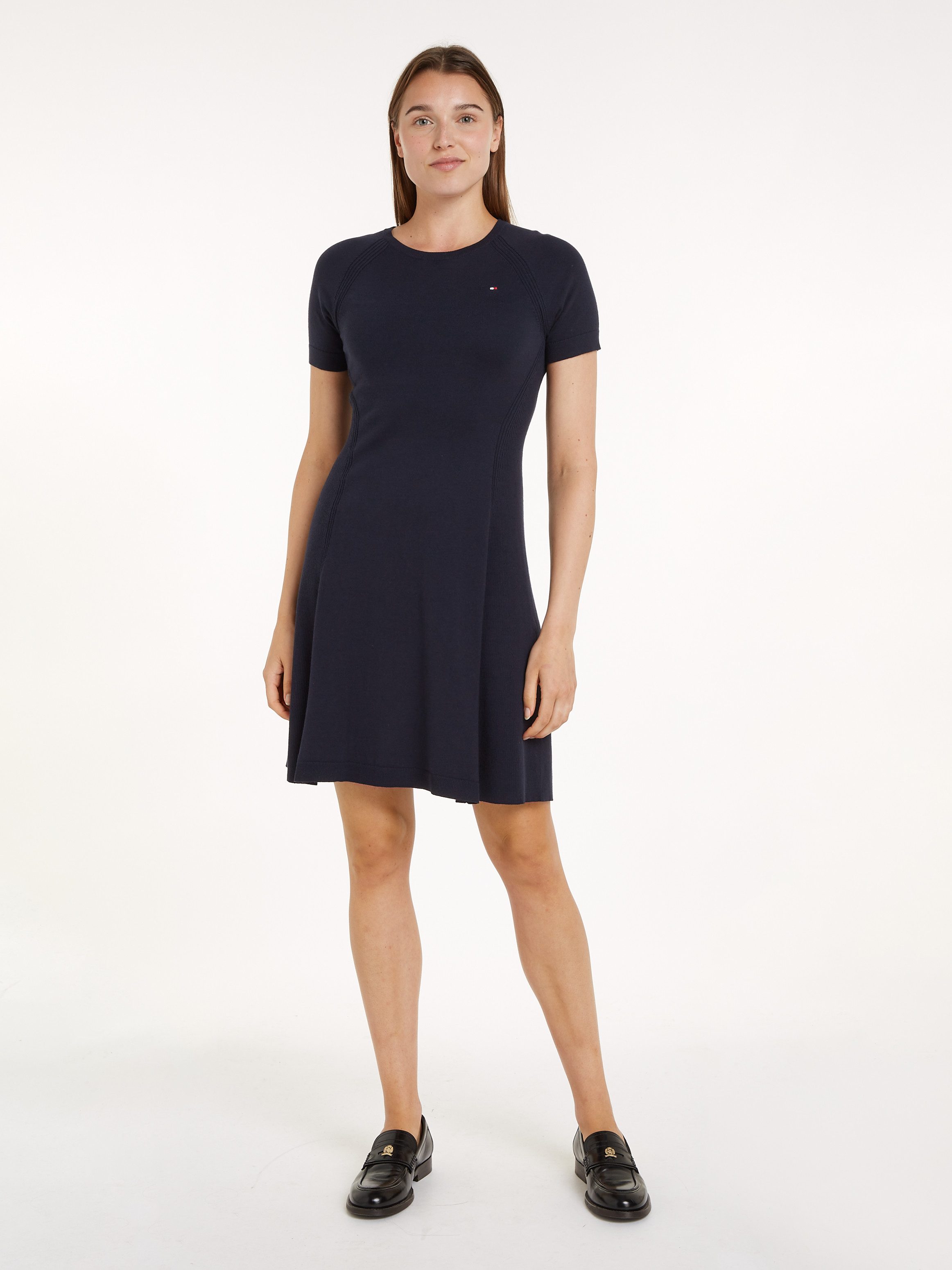 Tommy Hilfiger Jerseyjurk CO JERSEY STITCH F&F DRESS met logoborduursel op borsthoogte