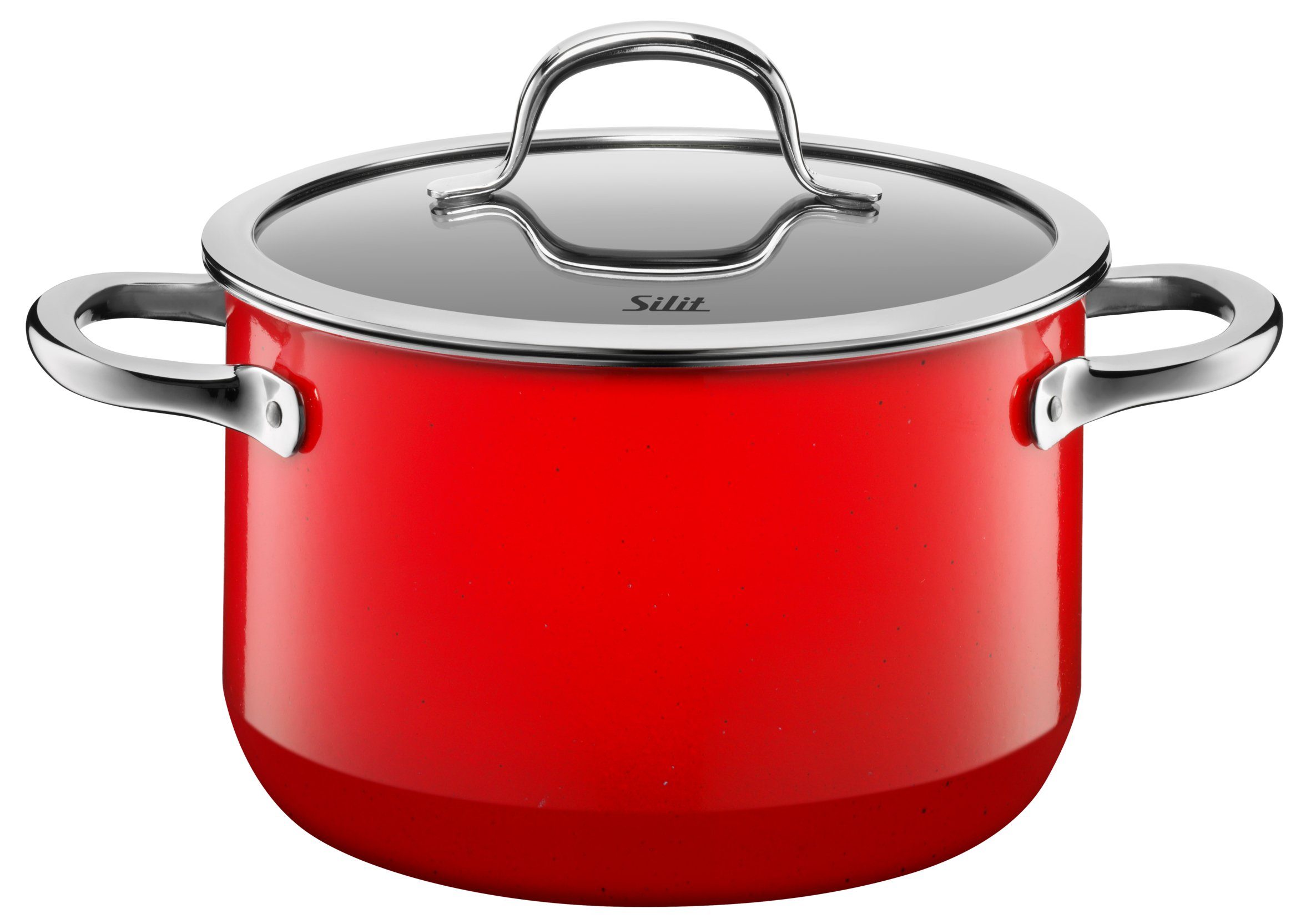Silit Pannenset Passion red inductie, kookpan set met glazen deksel zonder schaalverdeling, geschikt voor alle soorten fornuizen, made in germany (set)