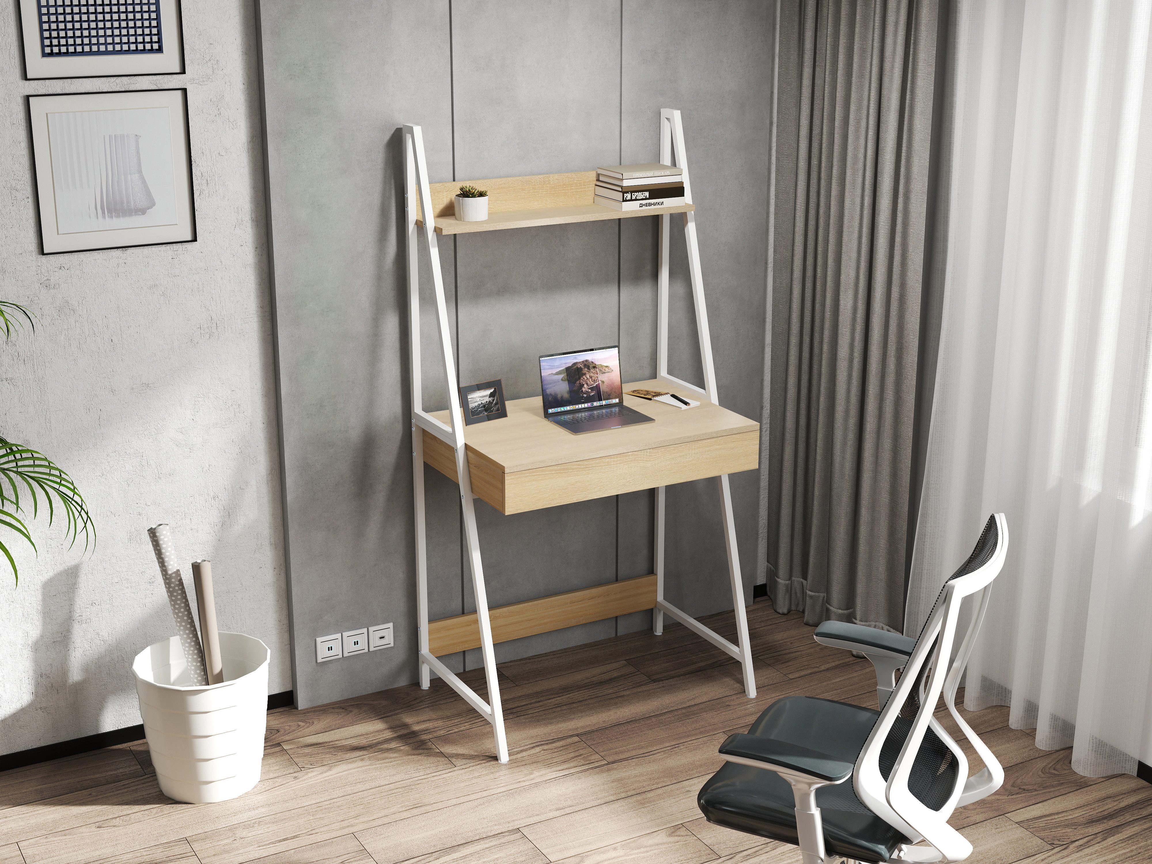 INOSIGN Bureau met kast Lonas Laptoptafel, thuiswerk, lade met dubbele vakken, metalen frame