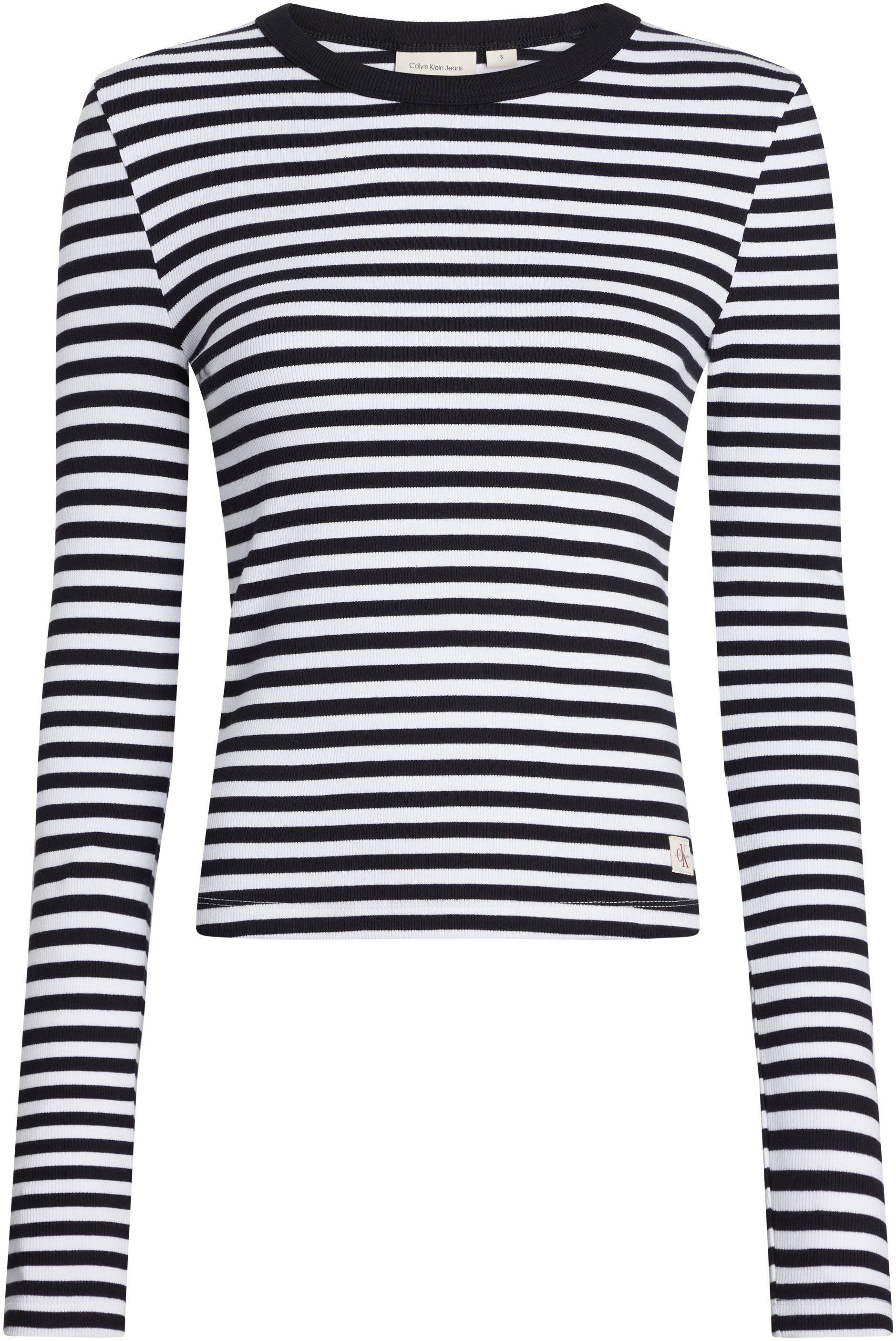 Calvin Klein Shirt met lange mouwen WOVEN LABEL RIB LONG SLEEVE