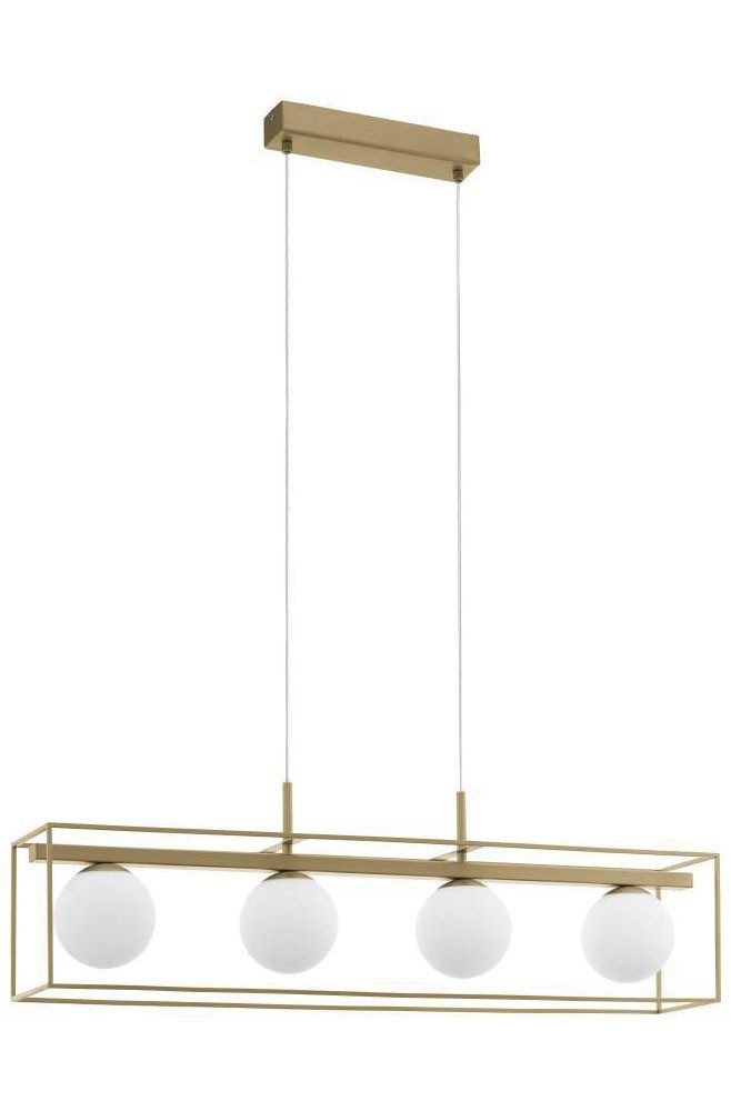 EGLO Hanglamp VALLASPRA Hanglamp van staal, kleur: champagne, glas: wit, opaal-mat, E14 (1 stuk)