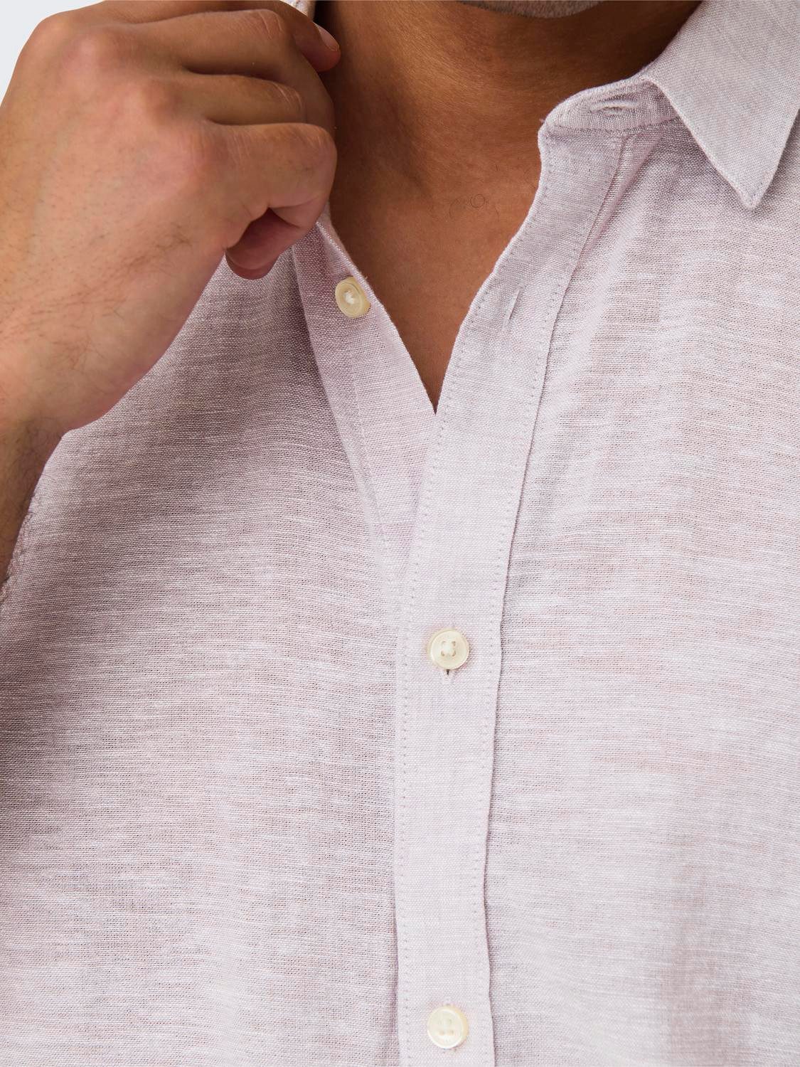 ONLY & SONS Overhemd met korte mouwen ONSCAIDEN SS SOLID LINEN SHIRT NOOS