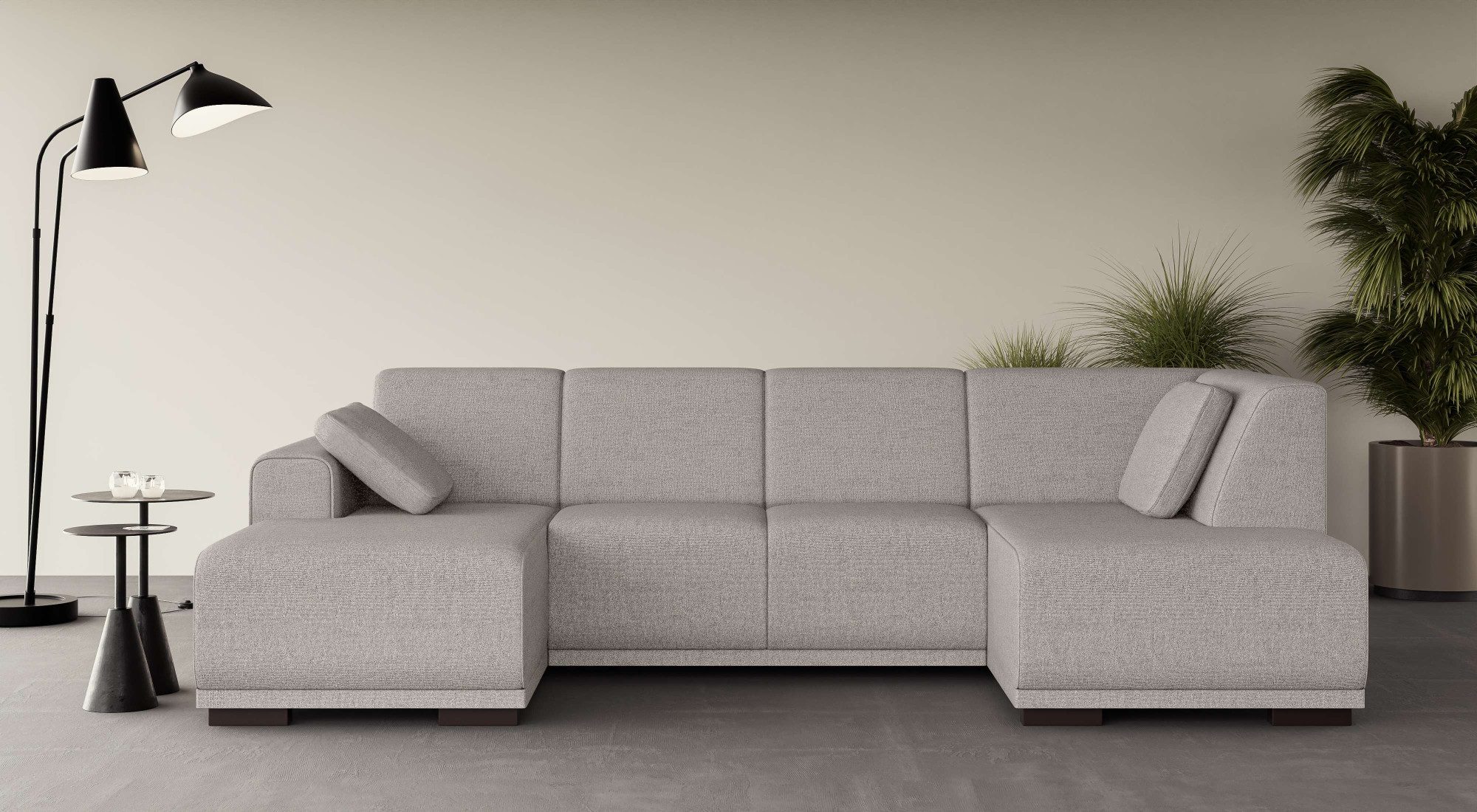 Home affaire Zithoek BORNHOLM U-vorm met chaise longue rechts/links, B/D/H: 300/162/85 cm U-vorm met golvende ondervering, chaise longue rechts of links bestelbaar