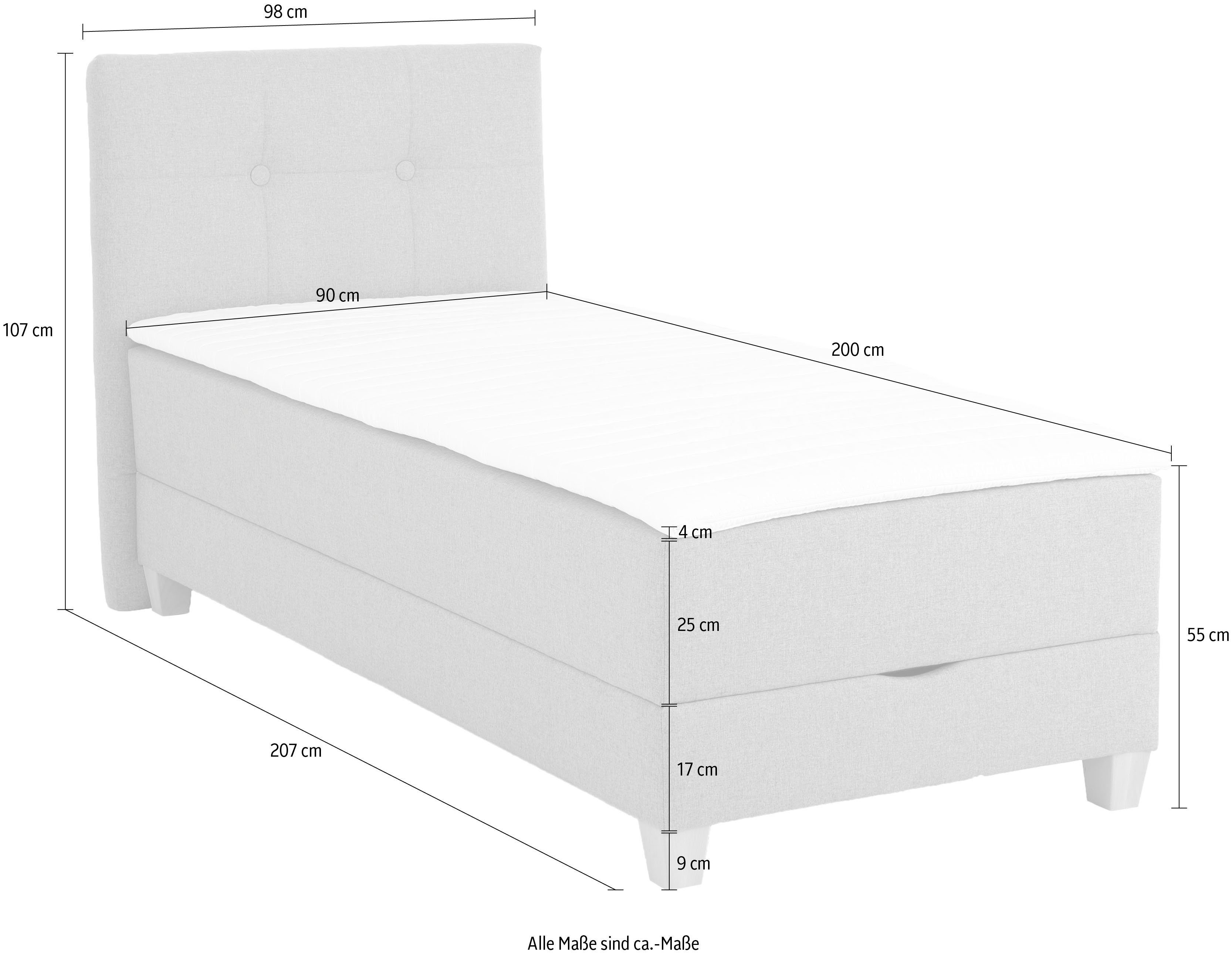 Home affaire Boxspring Lonrai in h2, h3 & h4 en xxl - verlengde 220 cm kiesbaar, incl. topper