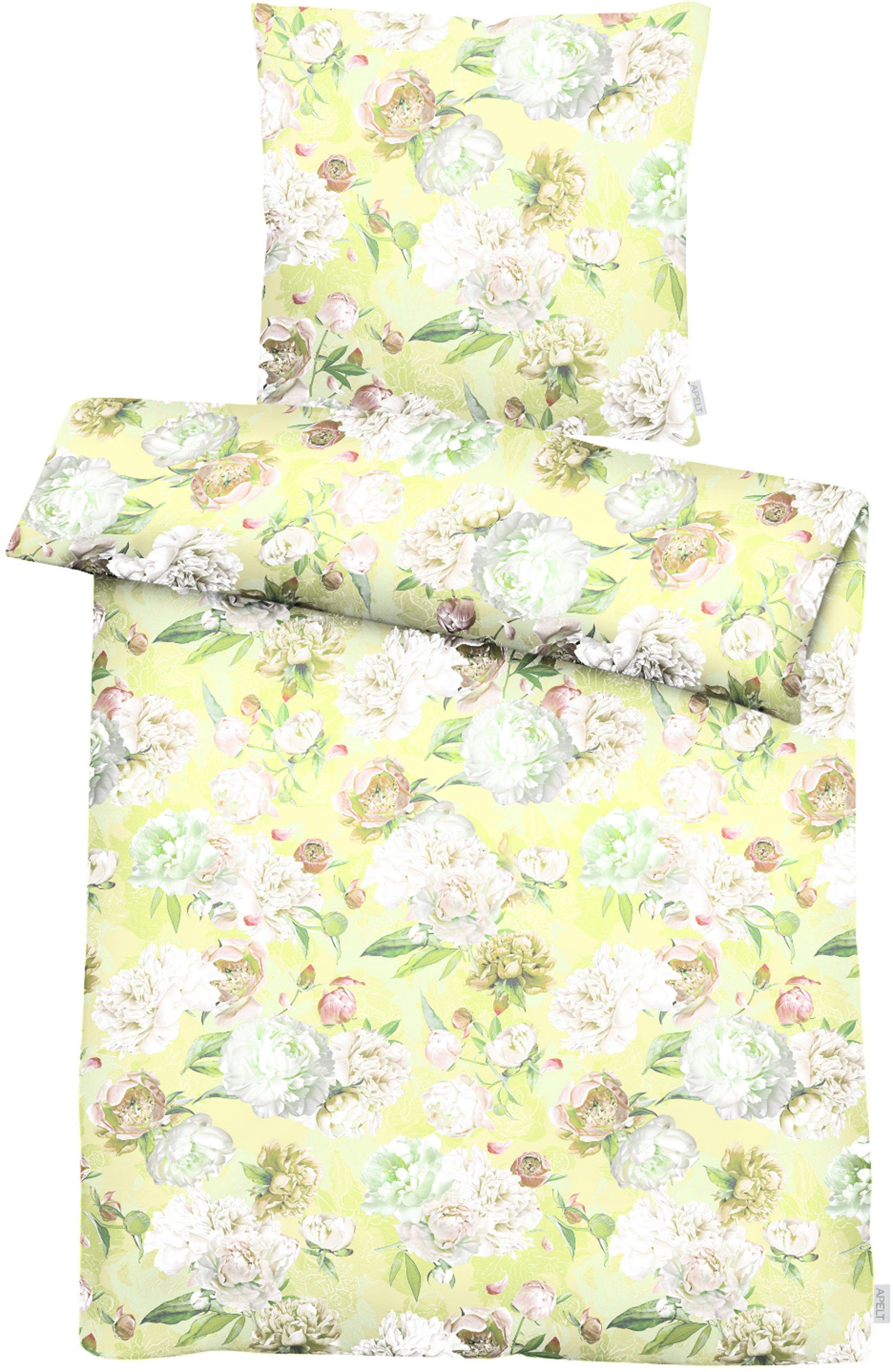 APELT Omkeerbaar beddengoed Sarah elegante pioenrozen en rozenblaadjes, exclusieve zomer beddengoed