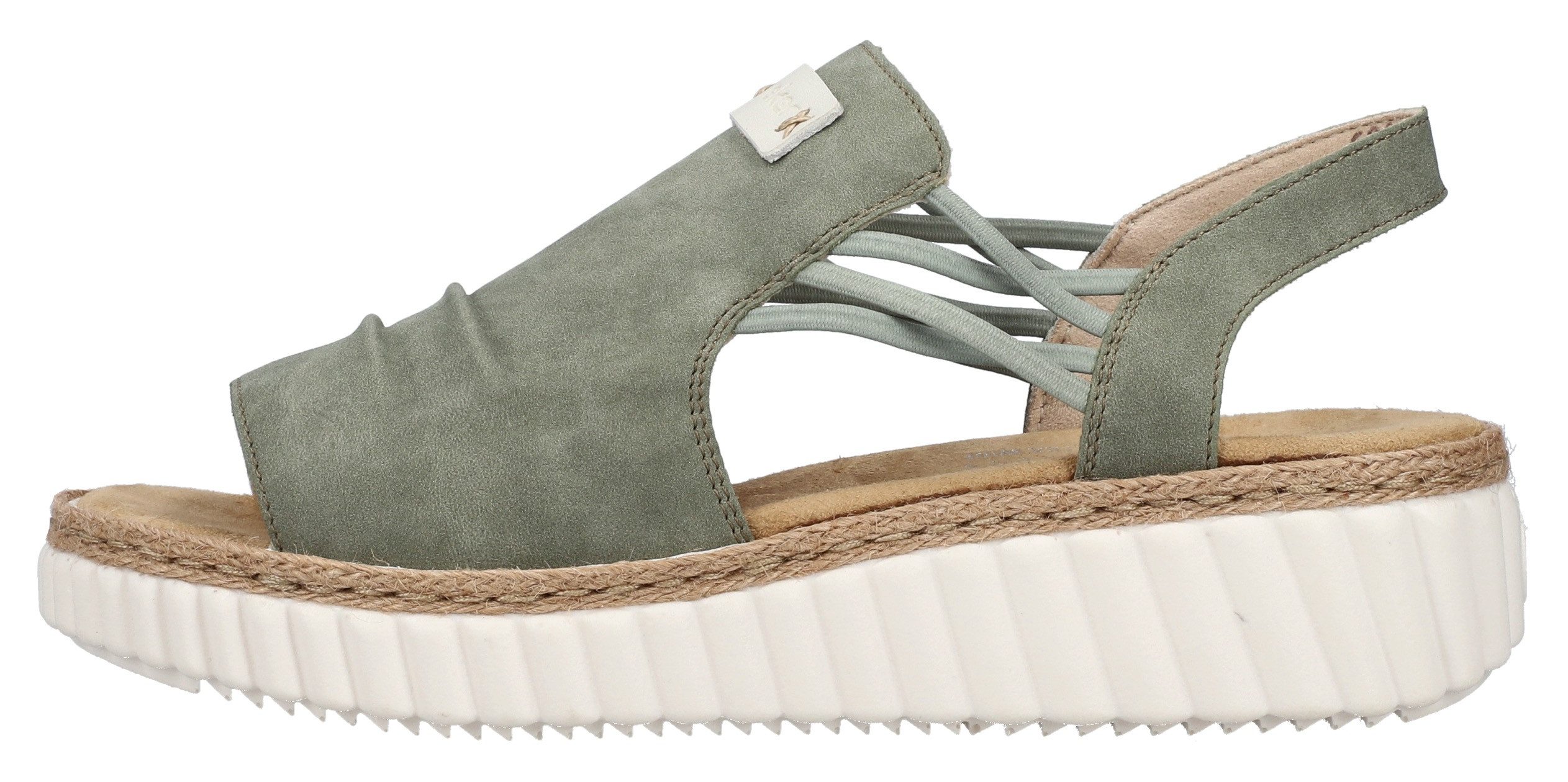 Rieker Plateausandalen , wedge sandaal, zomerschoen met jute rand aan de loopzool