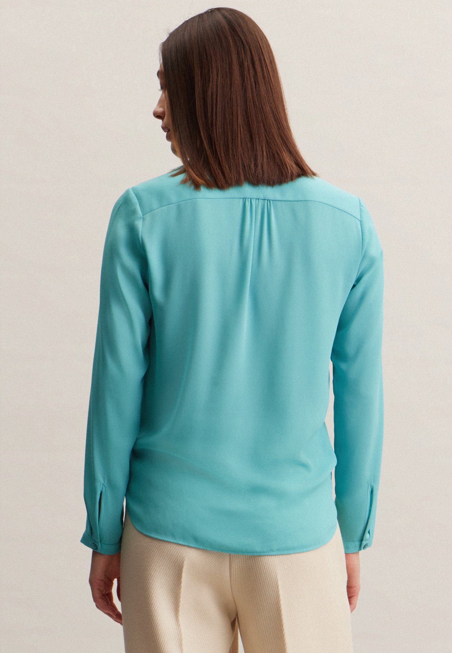 seidensticker Wikkelblouse Zwarte roos Lange mouwen V-hals uni